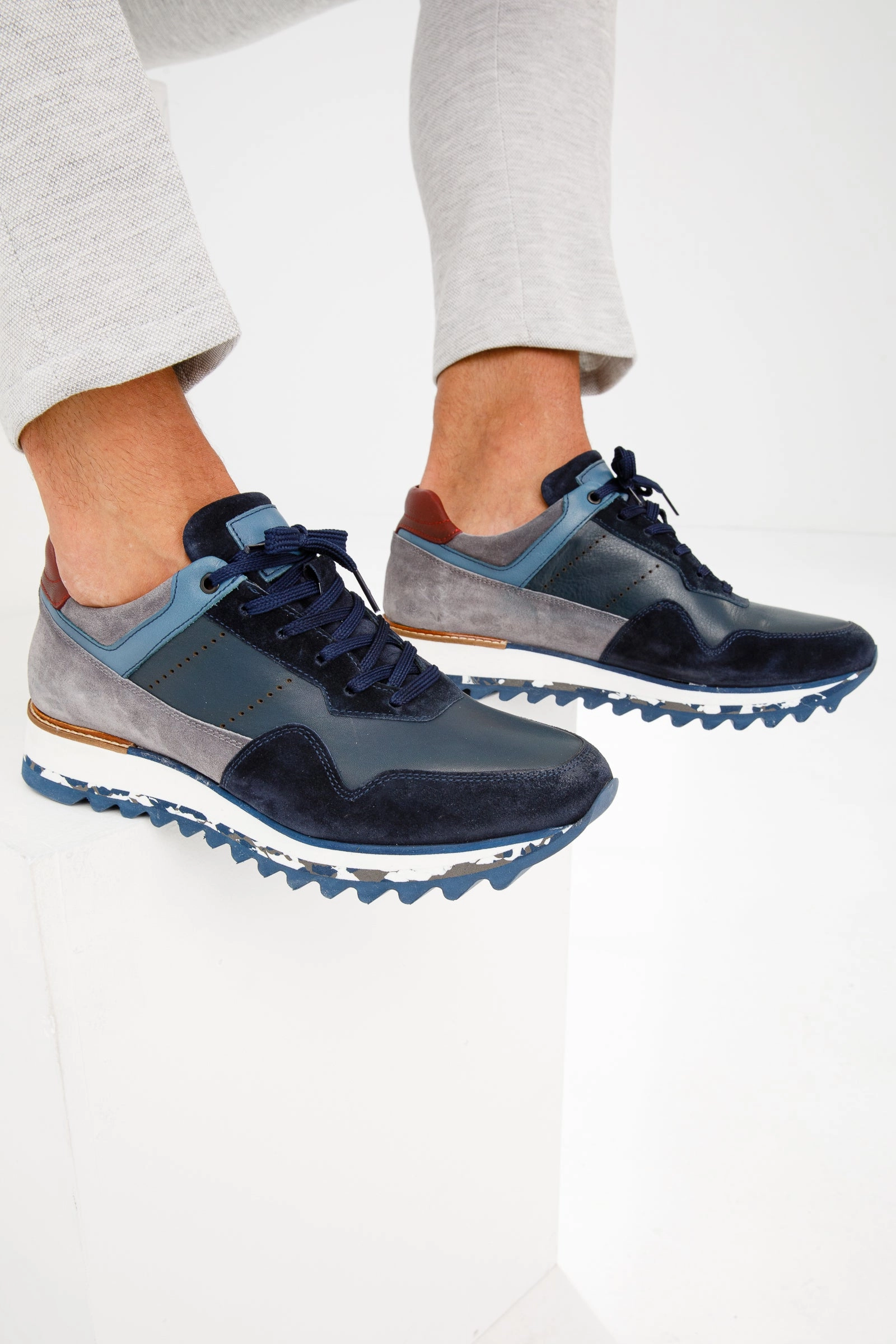 The Hoskova Navy Blue Leather Men Sneaker Daily Comfort