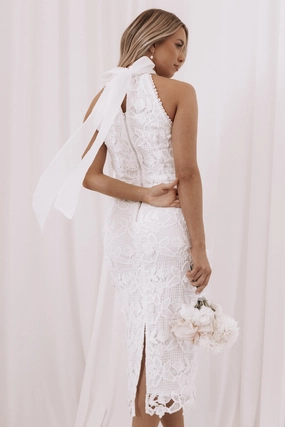 Adalyn Halterneck Midi Dress - White Relax Motion