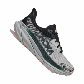 Comfy Fit Hexagonal Lug Pattern HOKA Women's Challenger 7 Trail Running Shoes - Harbor Mist/Spruce