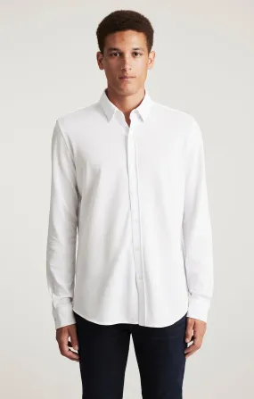 Animal Print Travel-friendly LONG SLEEVE BUTTON-UP SHIRT IN WHITE