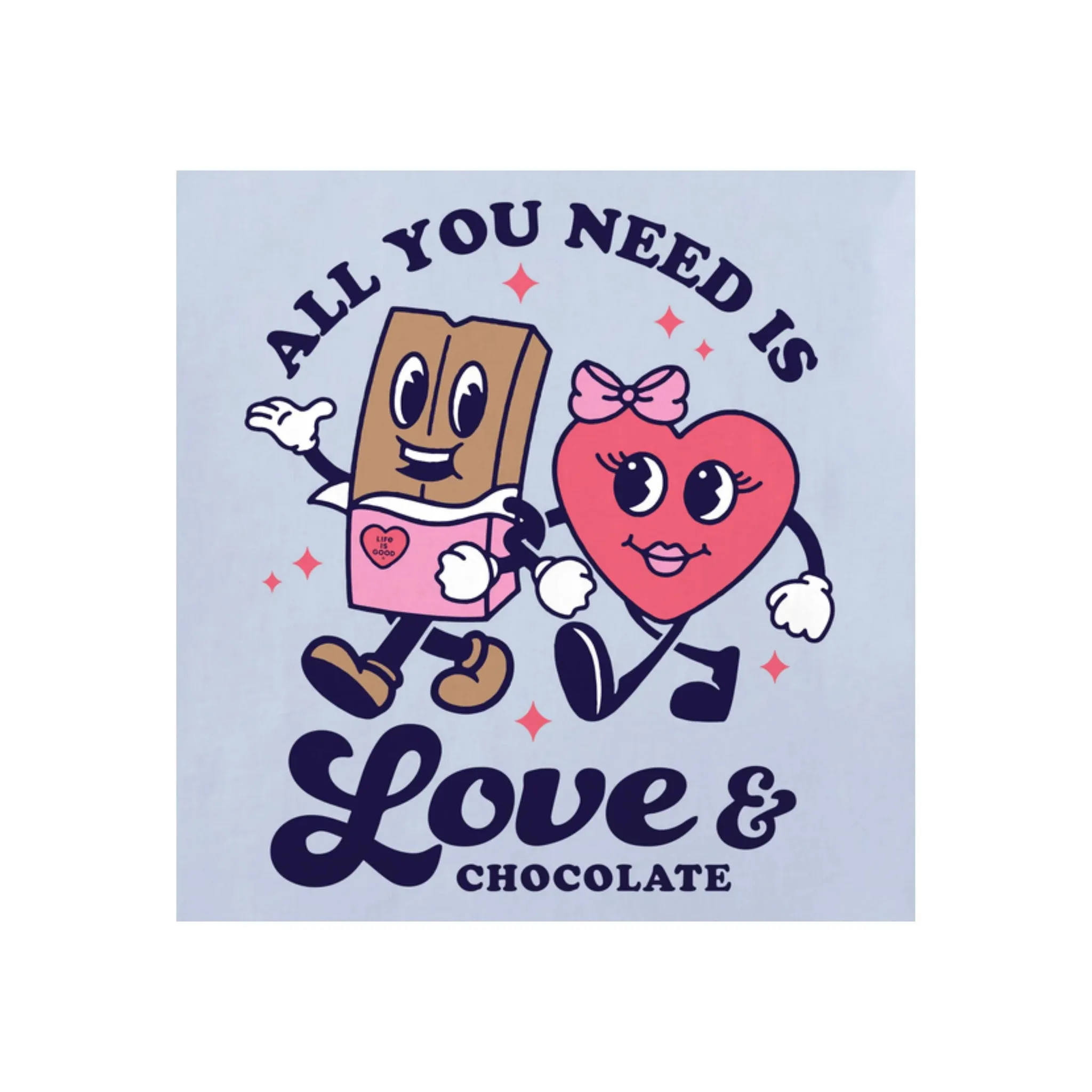 Life Is Good Women's Love & Chocolate Crusher Tee - Glacier Blue MoistureWickingMaterial