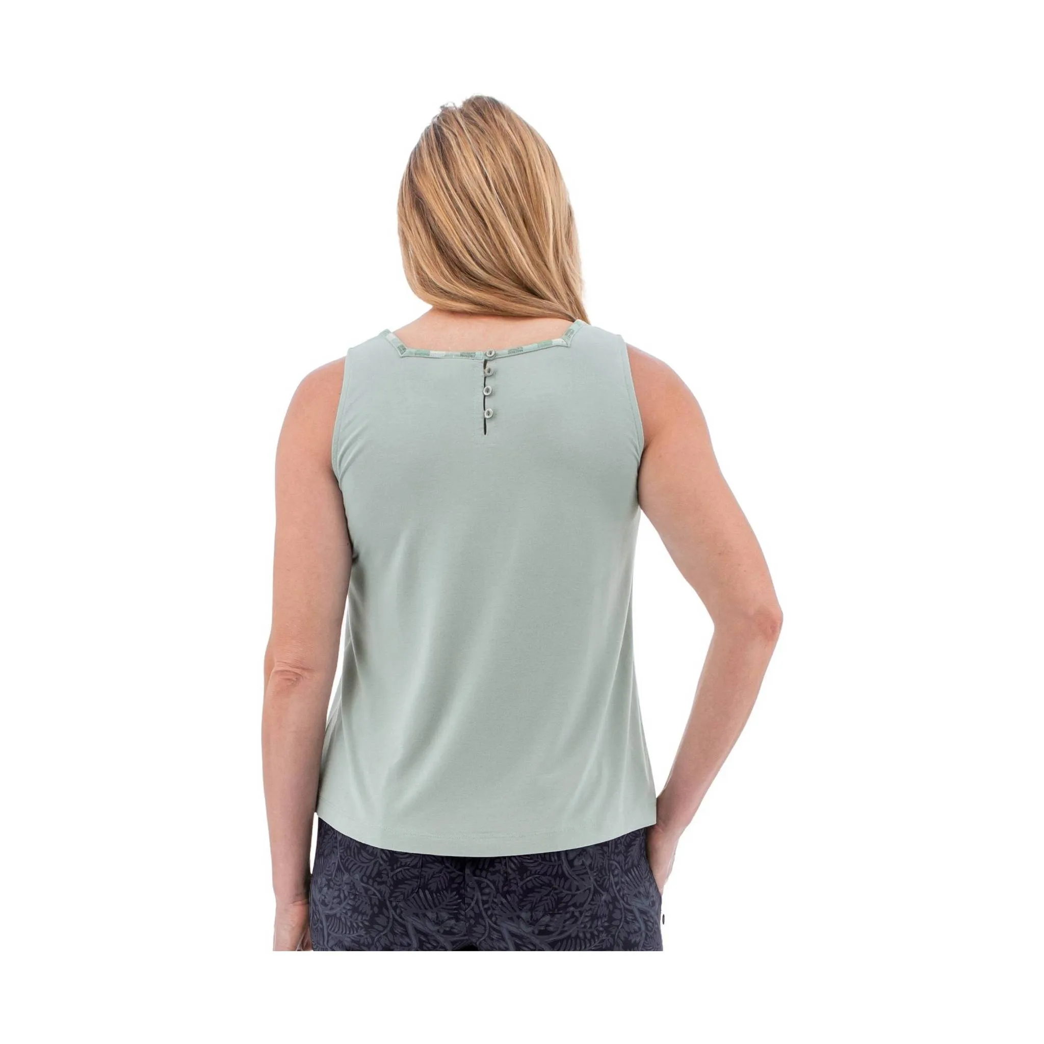 Anti Fade Technology Double Layered Fabric Aventura Women's Capella Tank Top - Grey Mist/Green