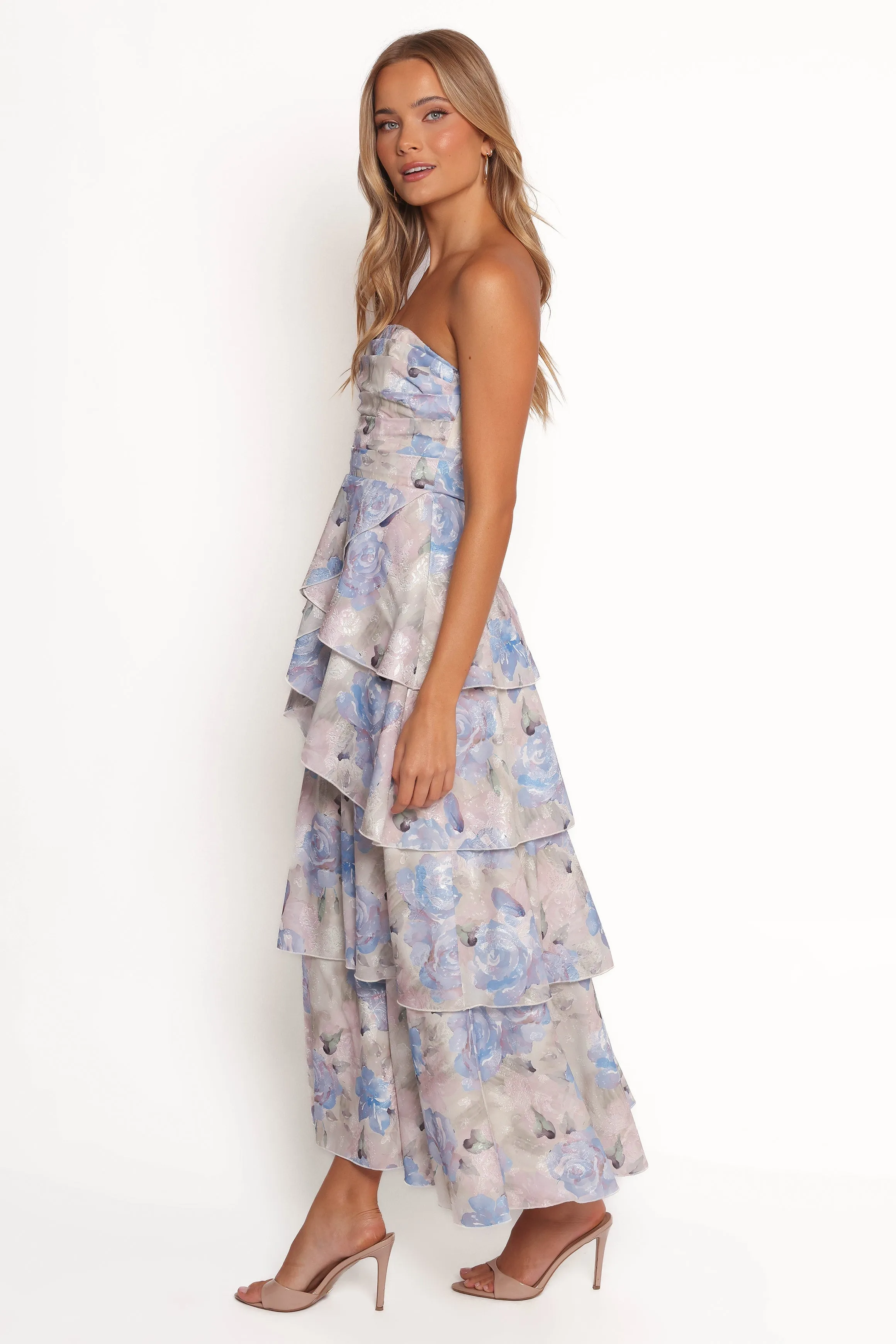 Admira Strapless Maxi Dress - Blue Floral Timeless Layer