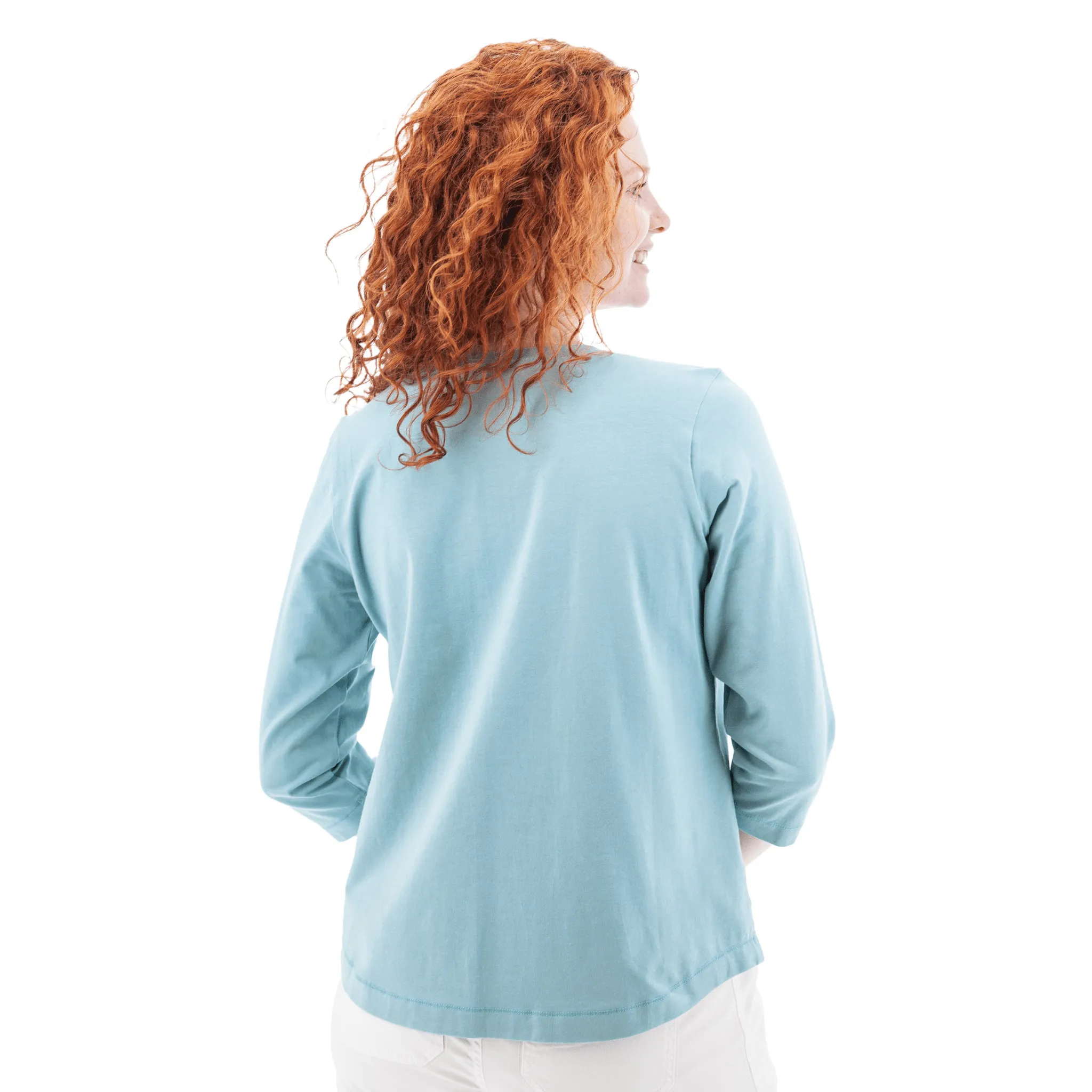RecycledBlend Old Ranch Women's Magnolia 25 Organic Three Quarter Sleeve Top - Tourmaline