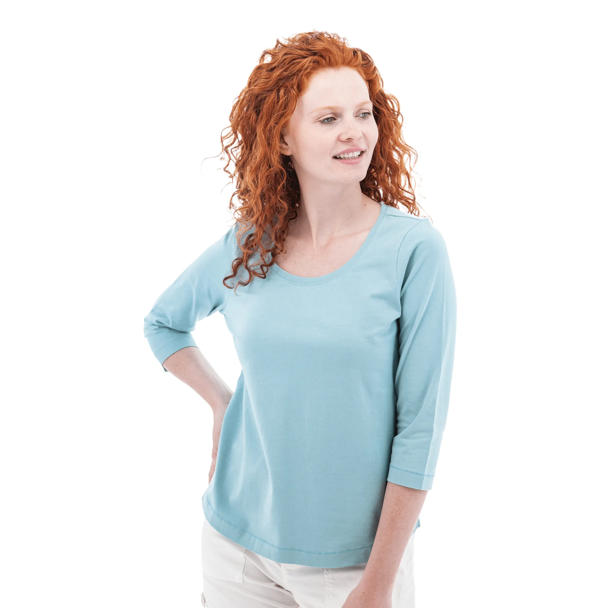 Old Ranch Women's Magnolia 25 Organic Three Quarter Sleeve Top - Tourmaline AntiSlipGrip