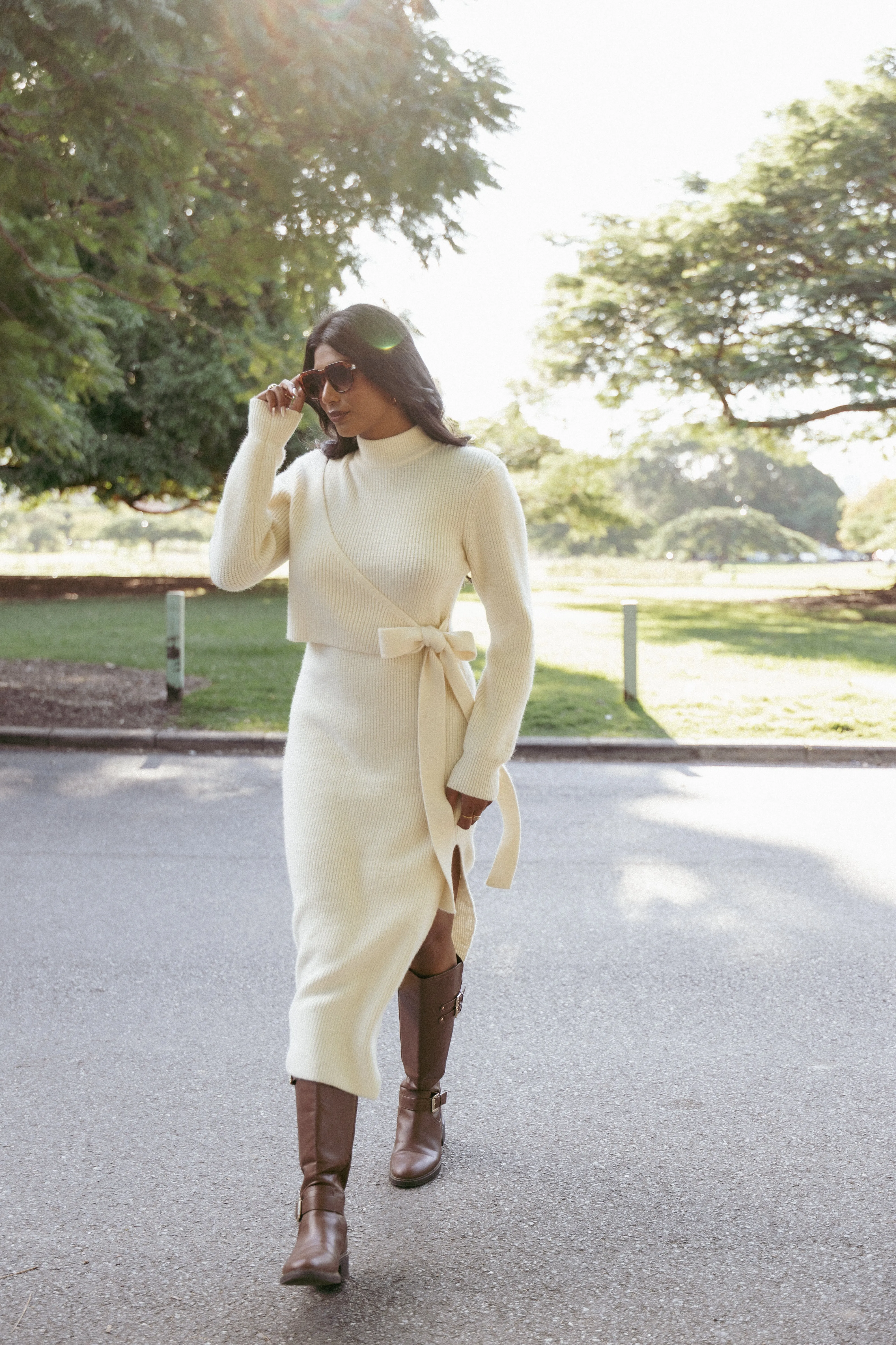 Easy Texture Fall Comfort Aerin Knit Dress - Cream