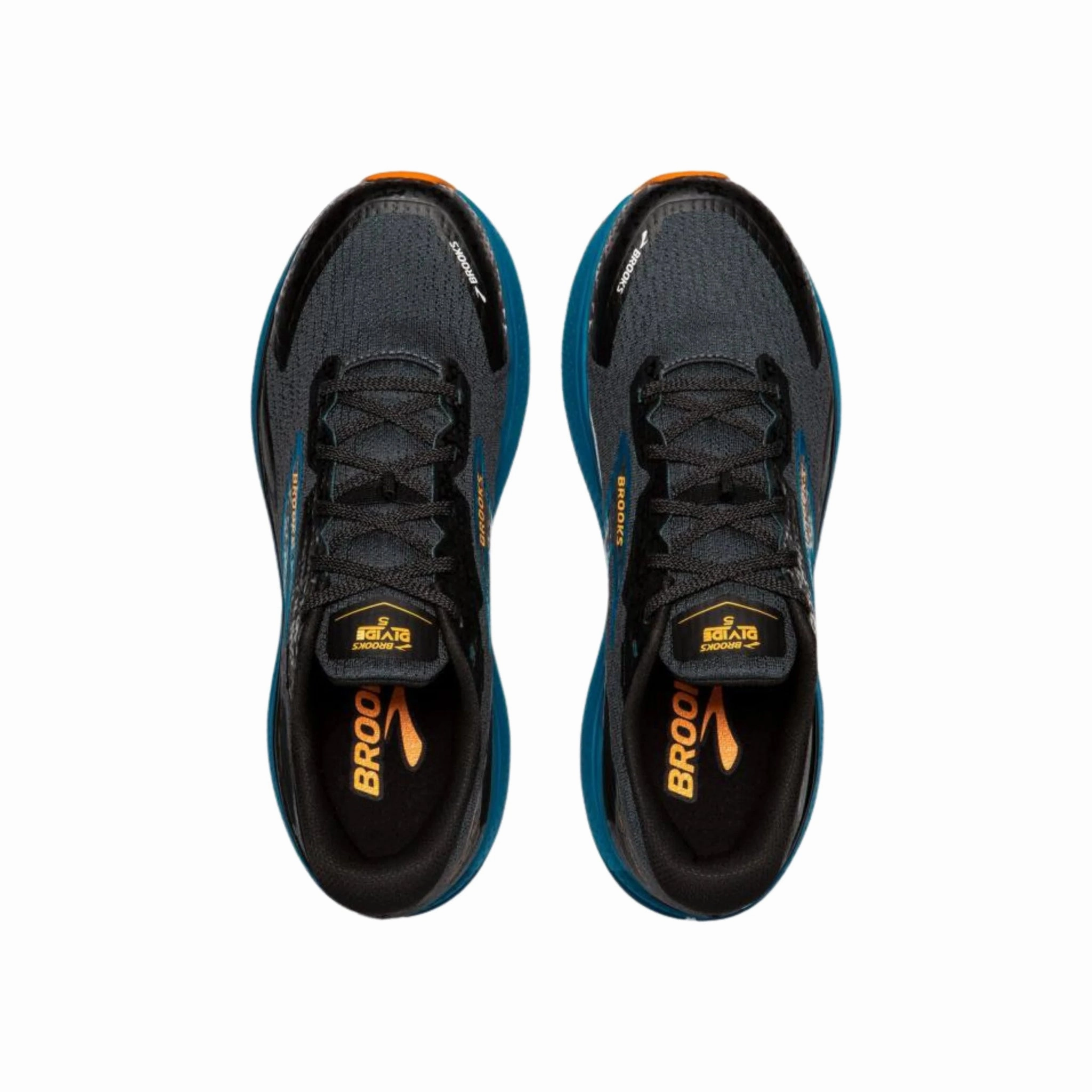 Brooks Men's Divide 5 Trail Running Shoes - Ebony/Mosaic Blue/Orange Comfortable Ride Easy Clean Surface