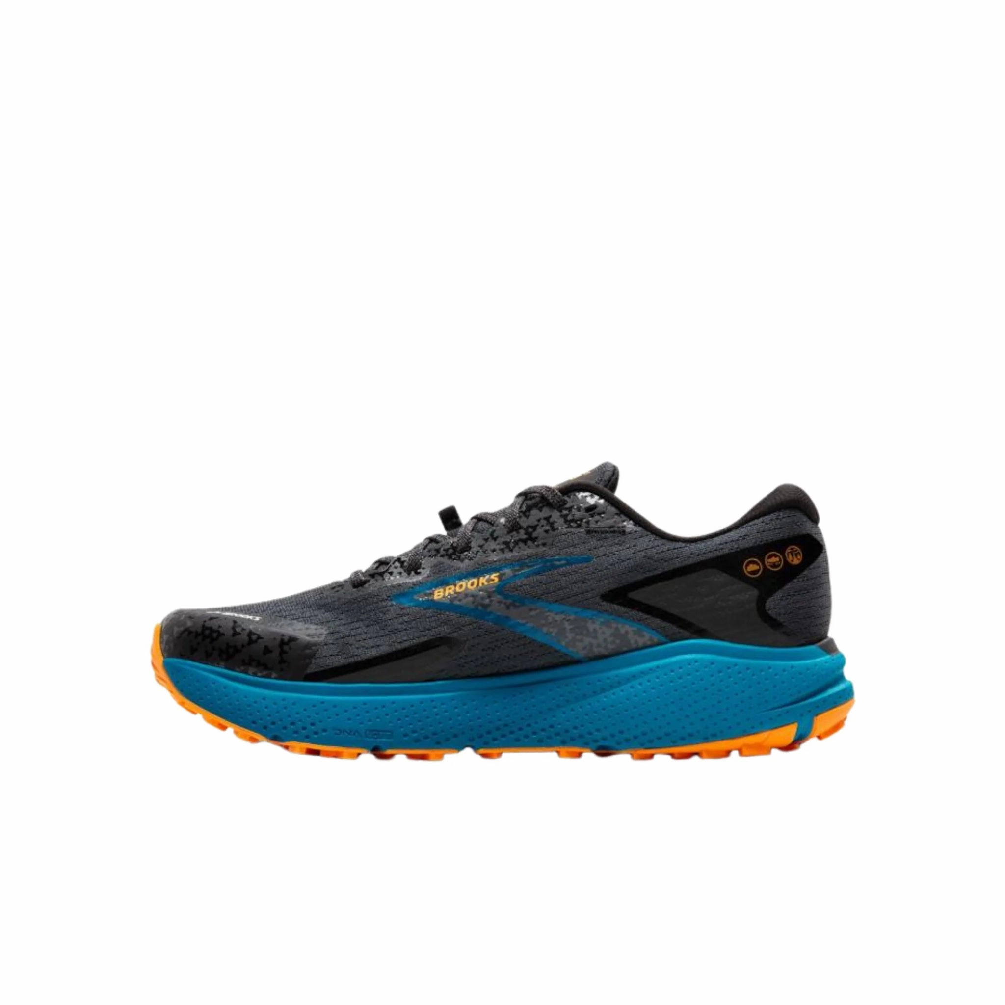 Brooks Men's Divide 5 Trail Running Shoes - Ebony/Mosaic Blue/Orange All-Weather Performance