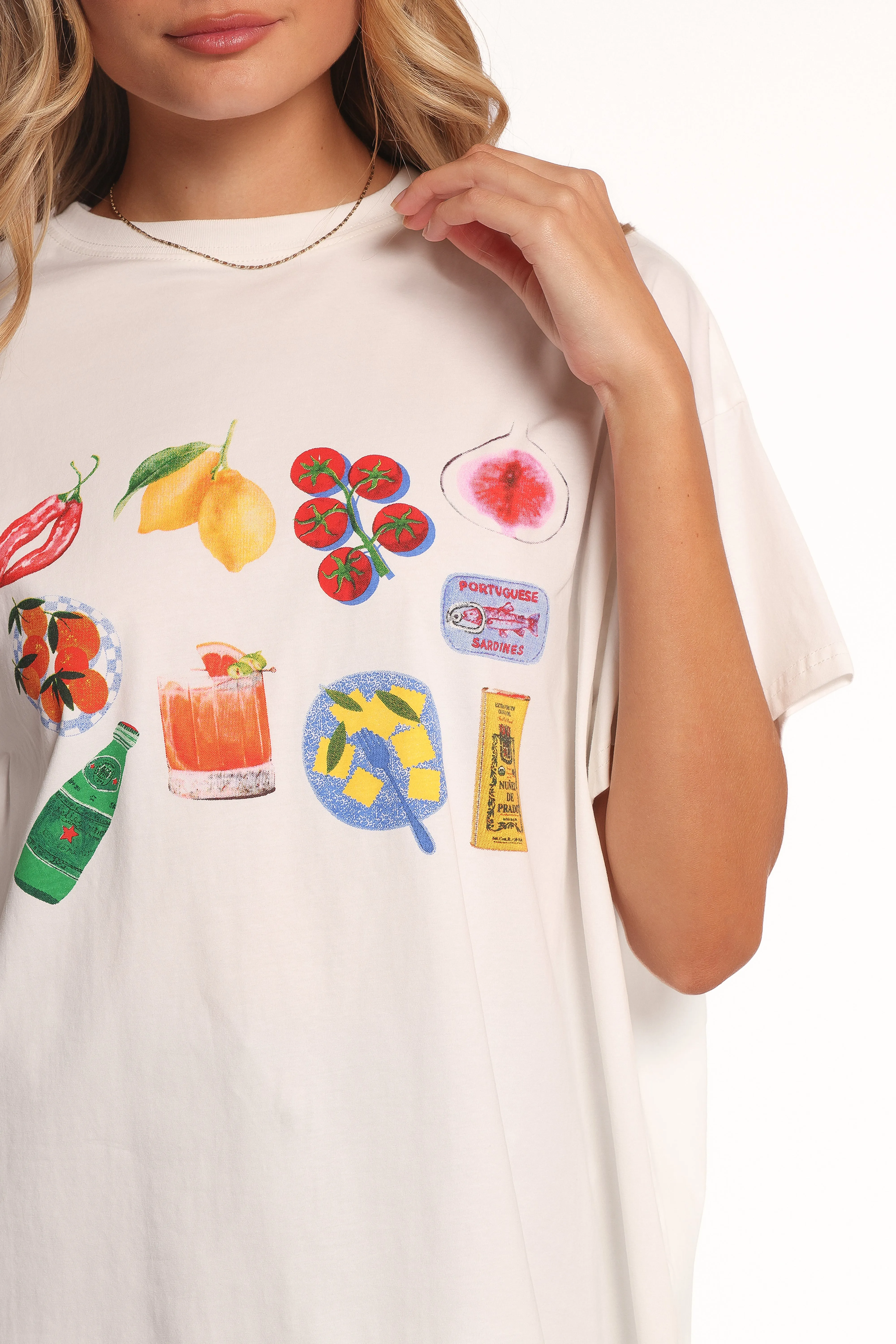 NonIrritating Stitching Fleece Pullover Alda Tee - White