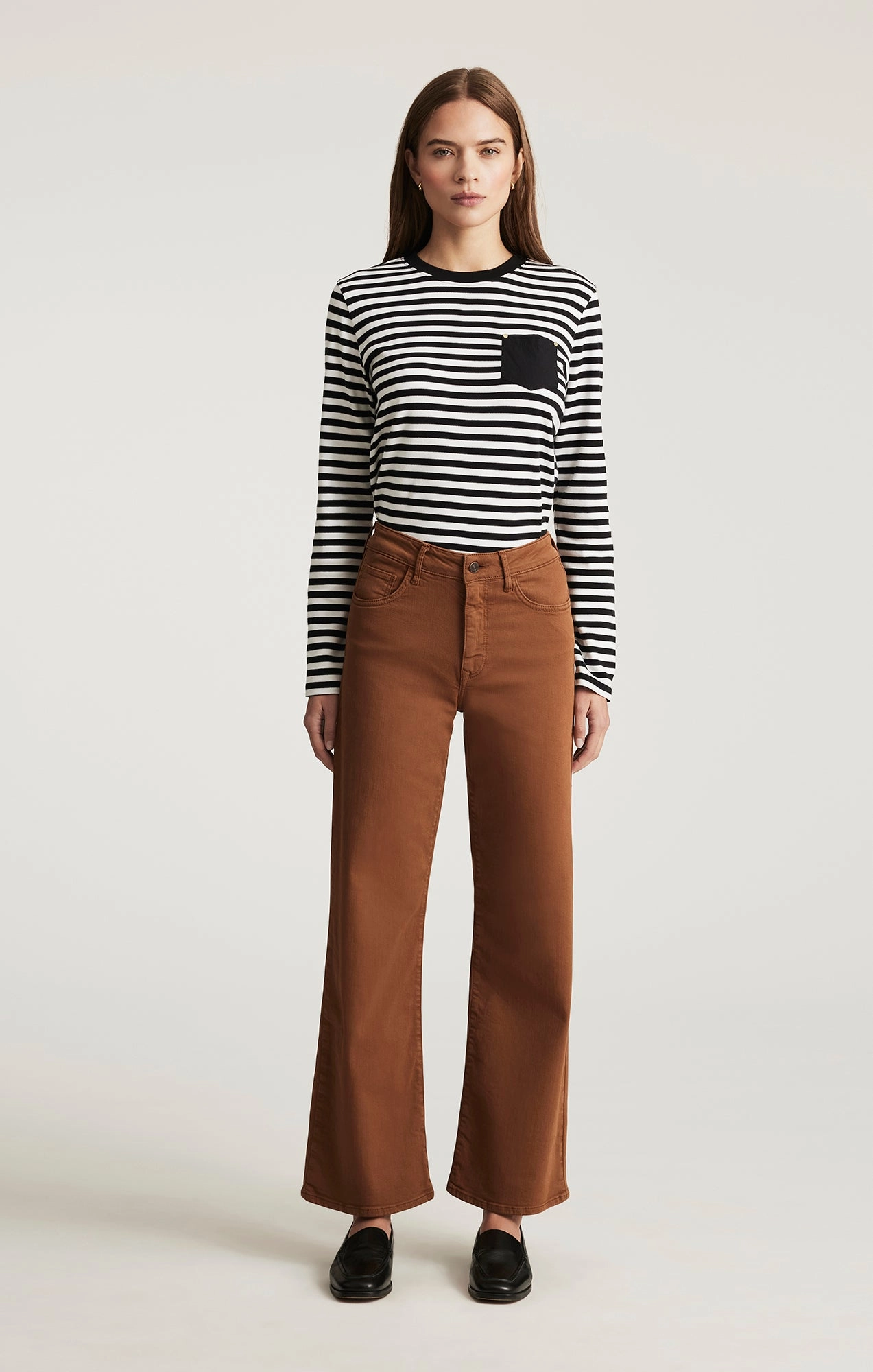 Classic Weekend Getaway ALENA WIDE LEG IN CAMEL FLEX BLUE