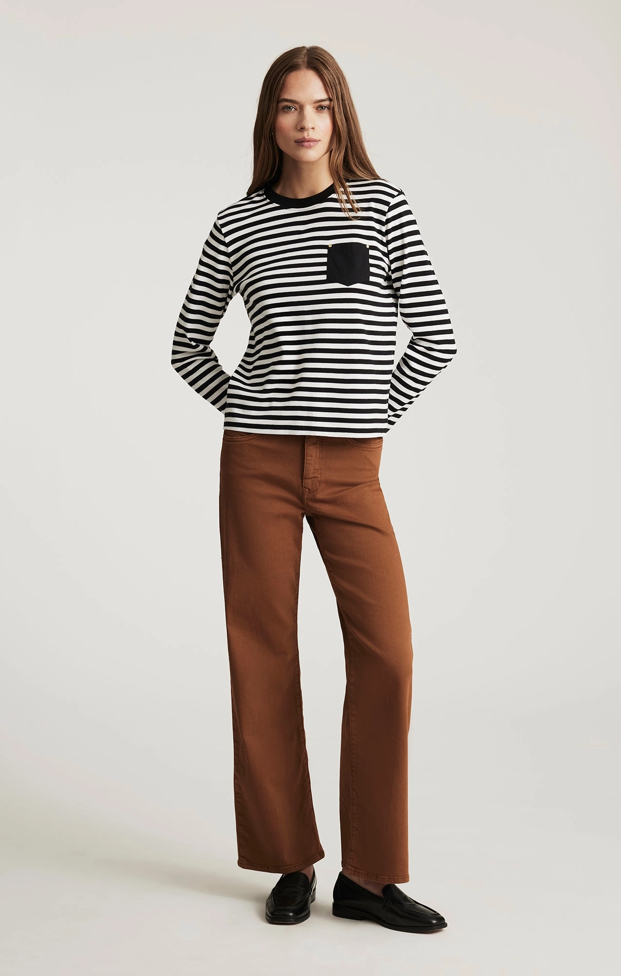 Mid Rise ALENA WIDE LEG IN CAMEL FLEX BLUE