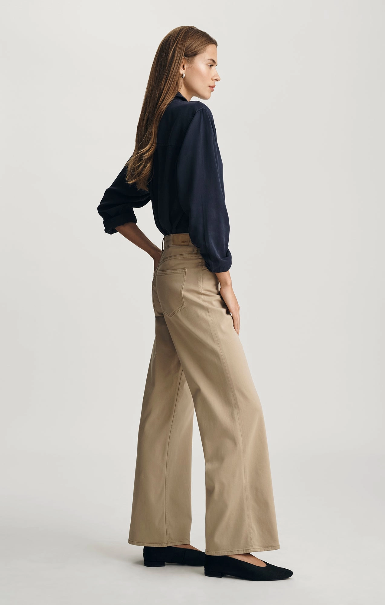 Smart Layering Roll-up style ALENA WIDE LEG IN FRENCH BEIGE SATEEN