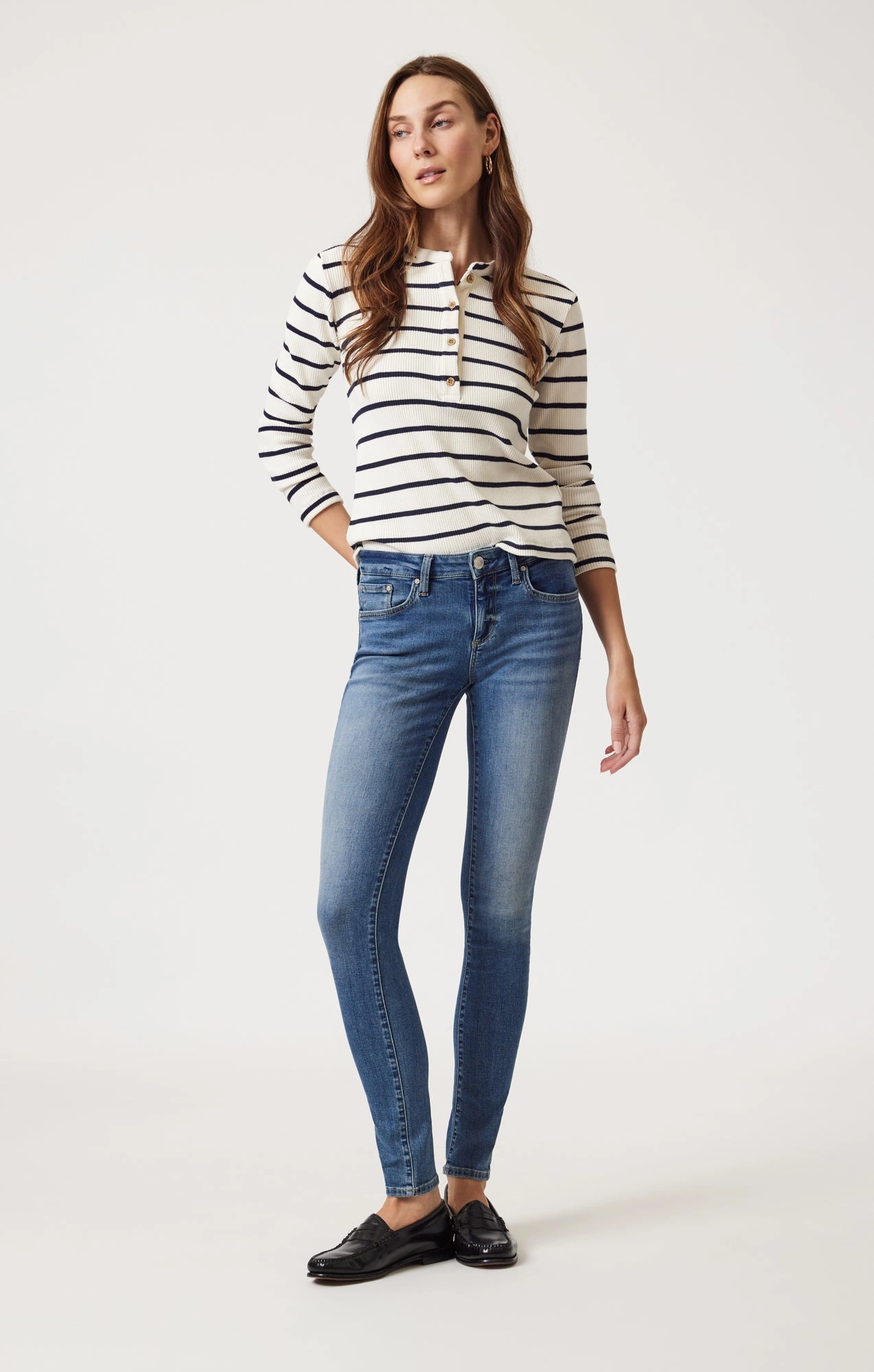 ALEXA SKINNY IN DARK BRUSHED TRIBECA Layer Ready