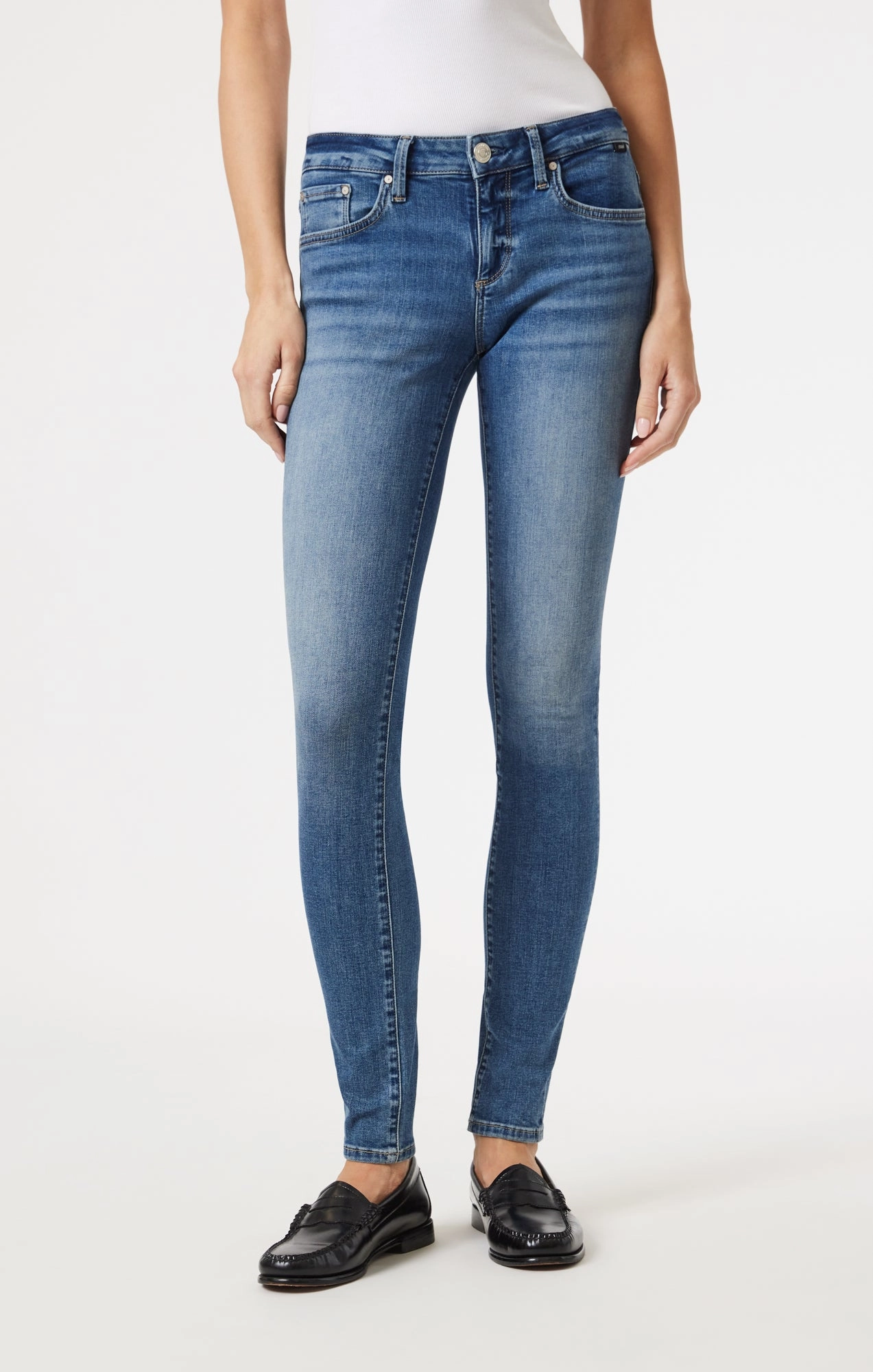 ALEXA SKINNY IN DARK BRUSHED TRIBECA Relaxed Fit Waist