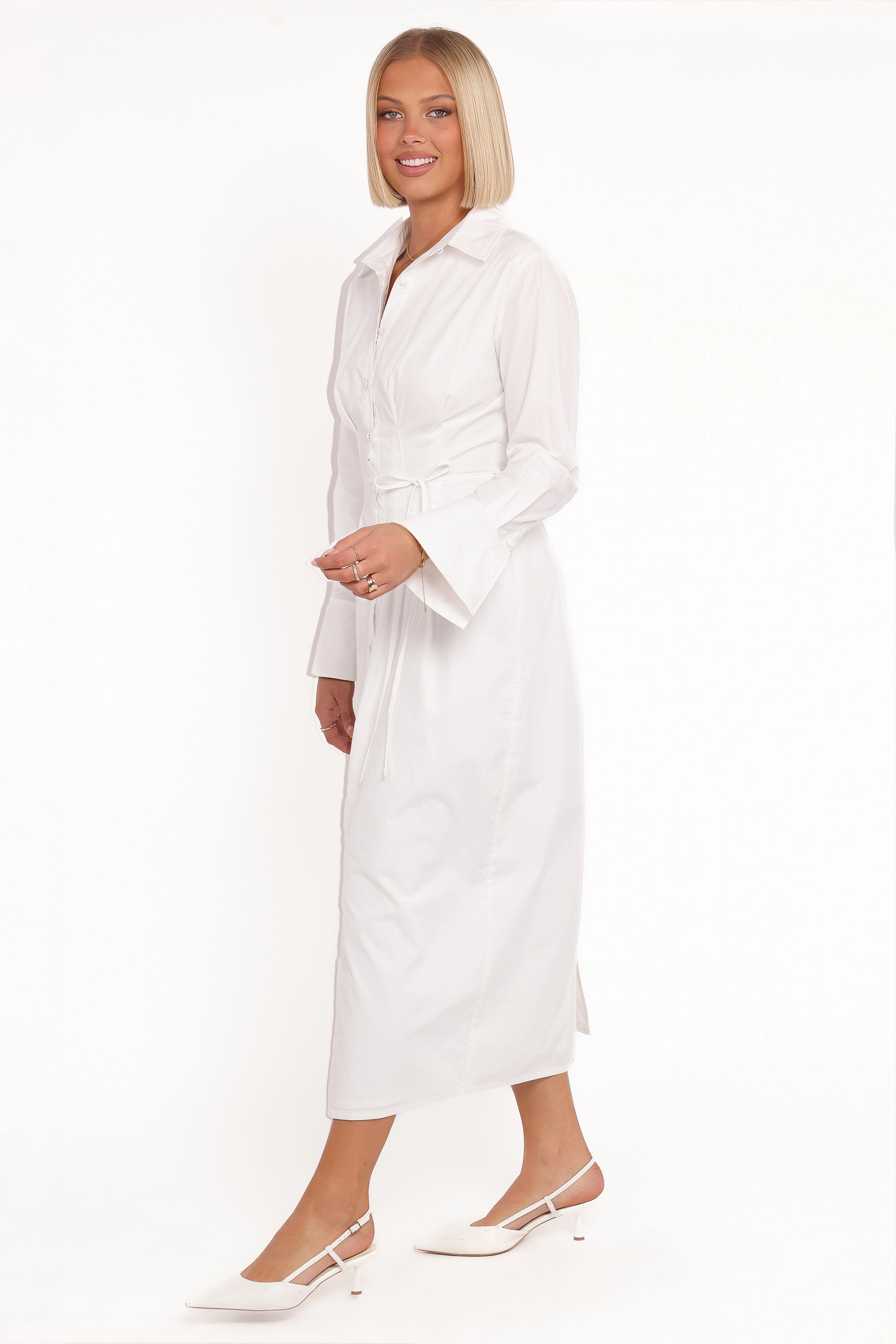 Day Outfit Long Sleeve Alexander Shirt Dress - Ivory