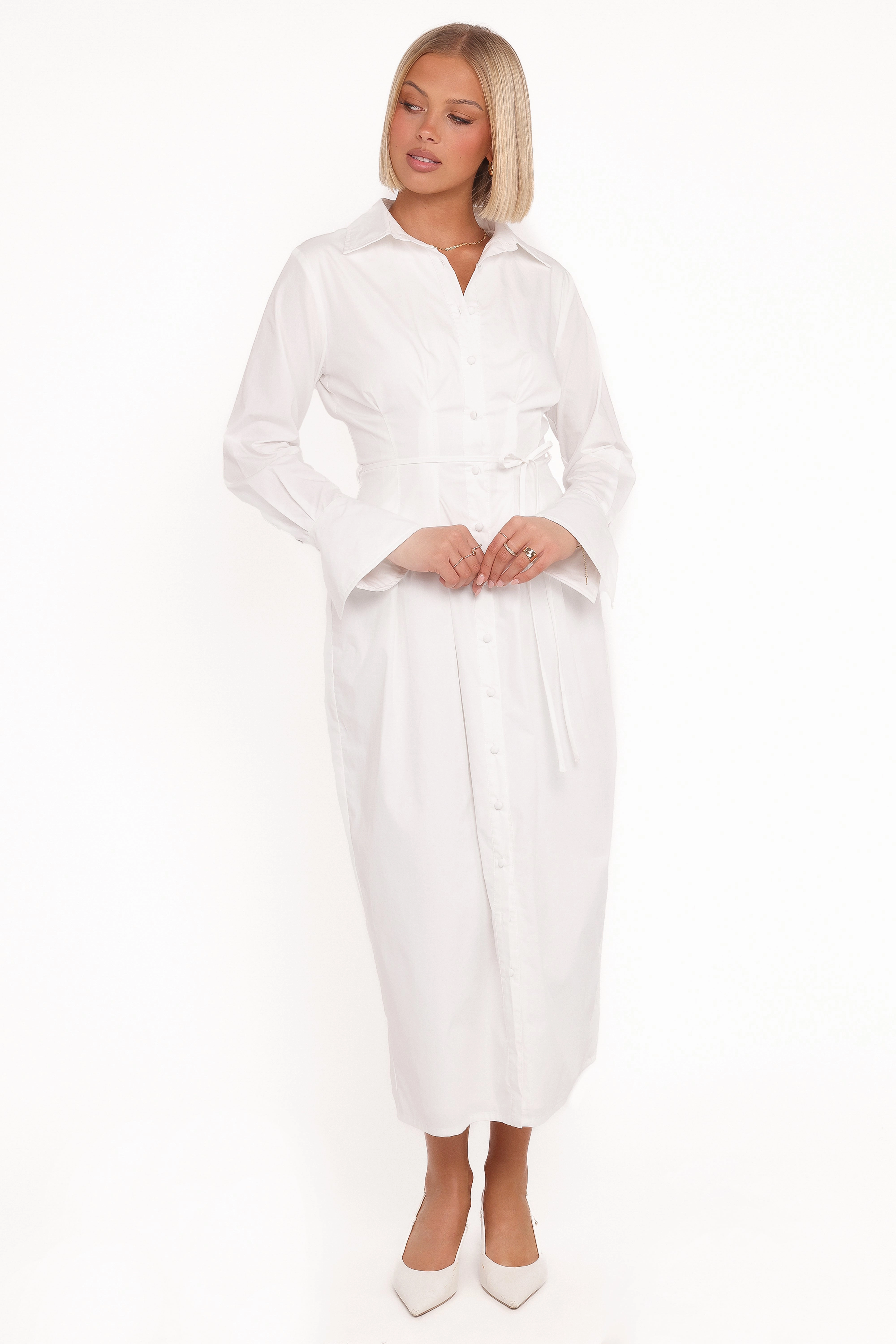 Alexander Shirt Dress - Ivory FlatlockSeam