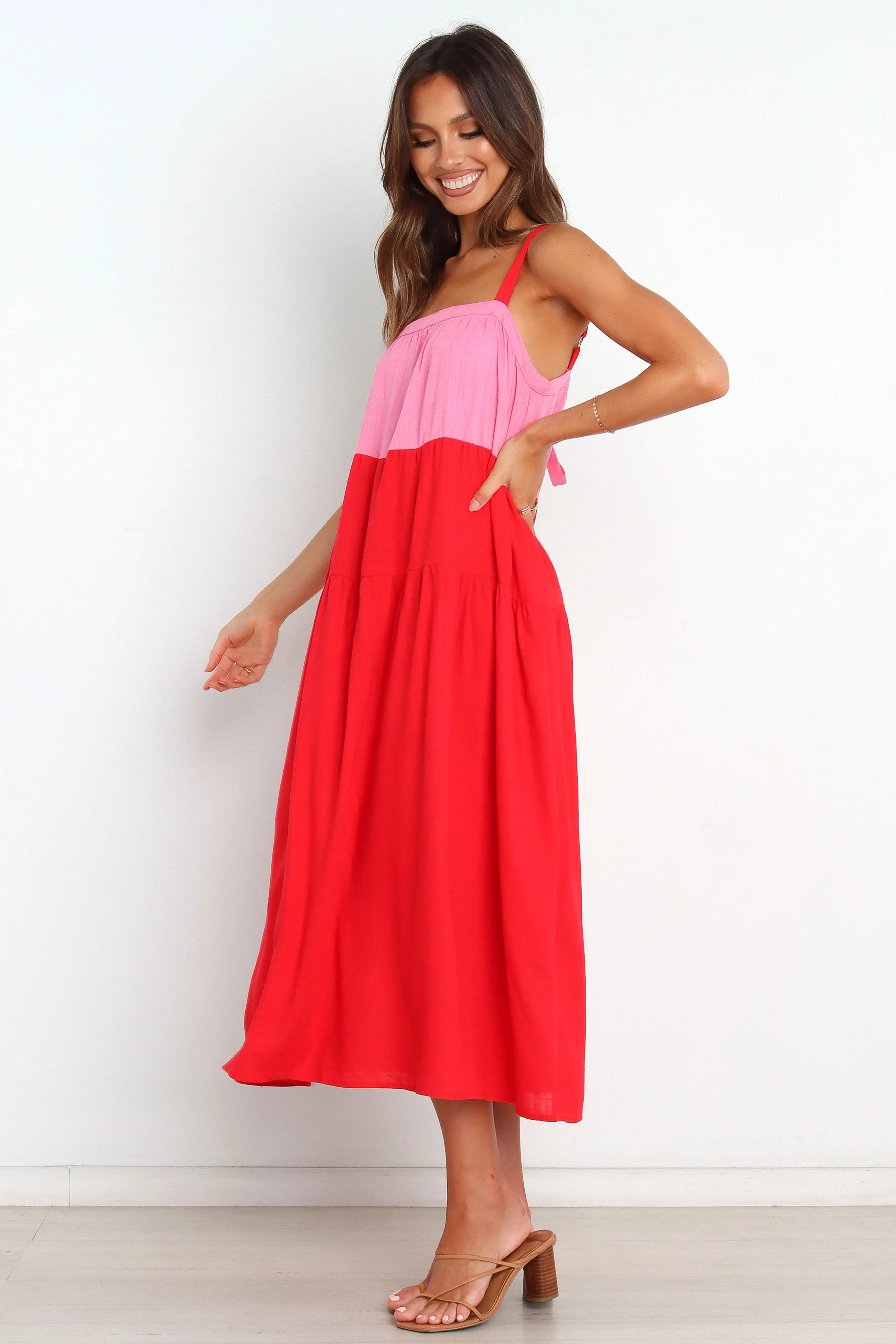 New Spirit Tiered-Skirt Aliana Dress - Pink Splice