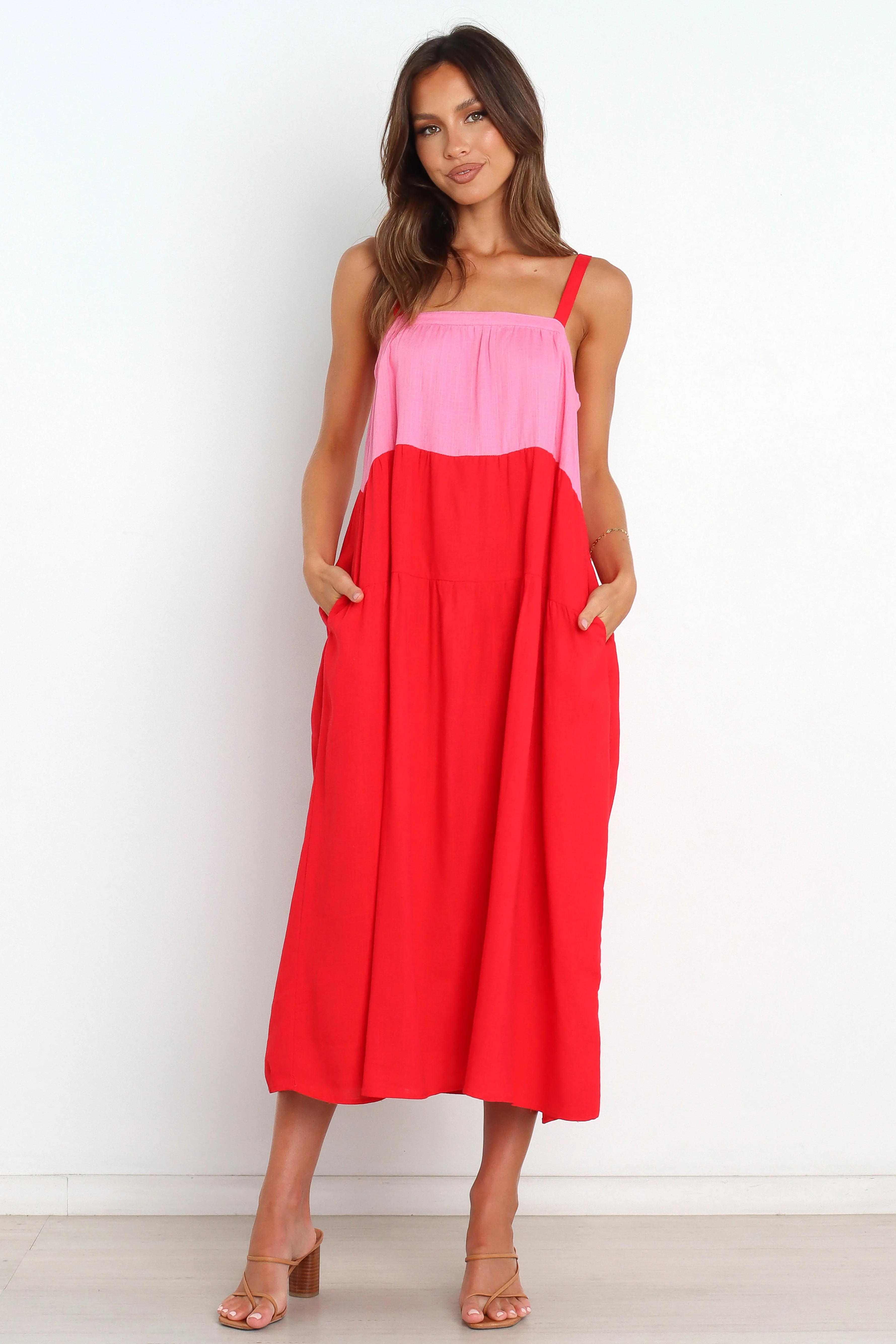 Soft Detail Formal Look Aliana Dress - Pink Splice
