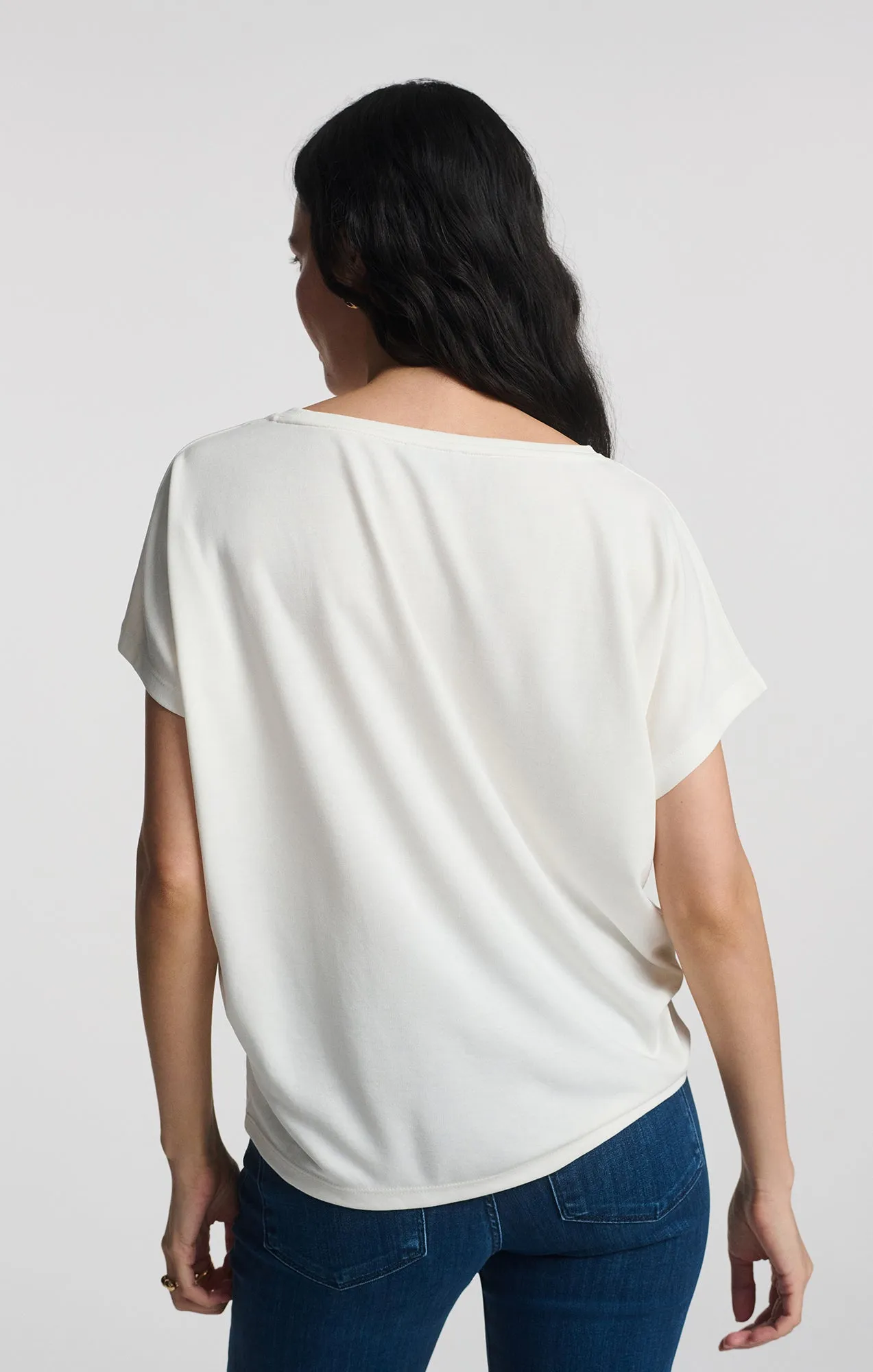 Garment Dyed Finish LUXE TOUCH TENCEL? BOAT NECK T-SHIRT IN ANTIQUE WHITE