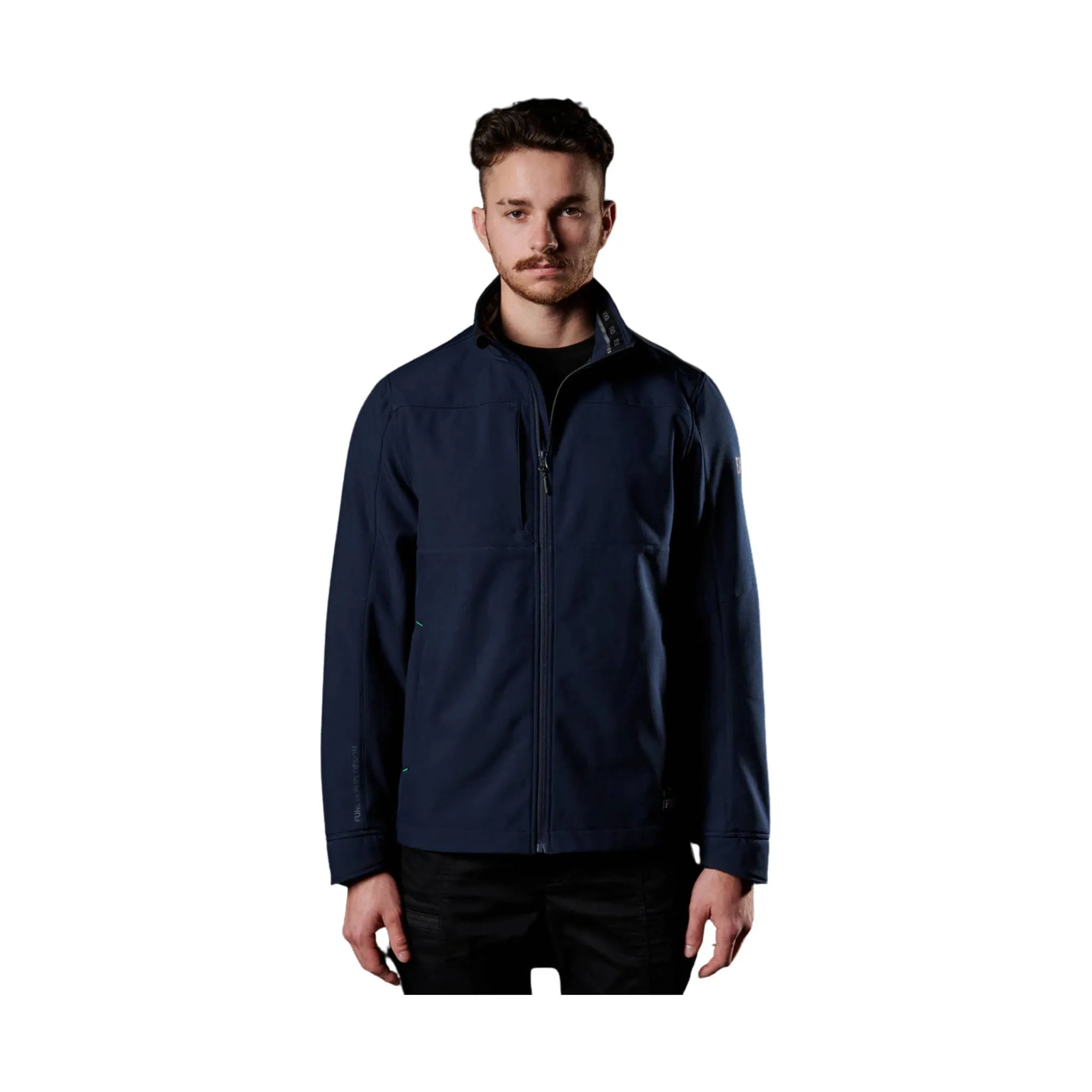 FXD Men's WO-3 Soft Shell Work Jacket - Navy Noise Reducing Fabric Flexible Side Gussets