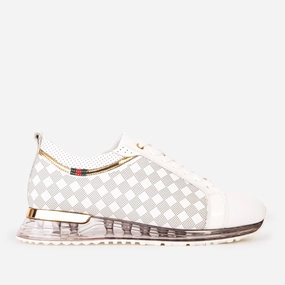 Energy return The Cenova White & Gold Leather Men Sneaker