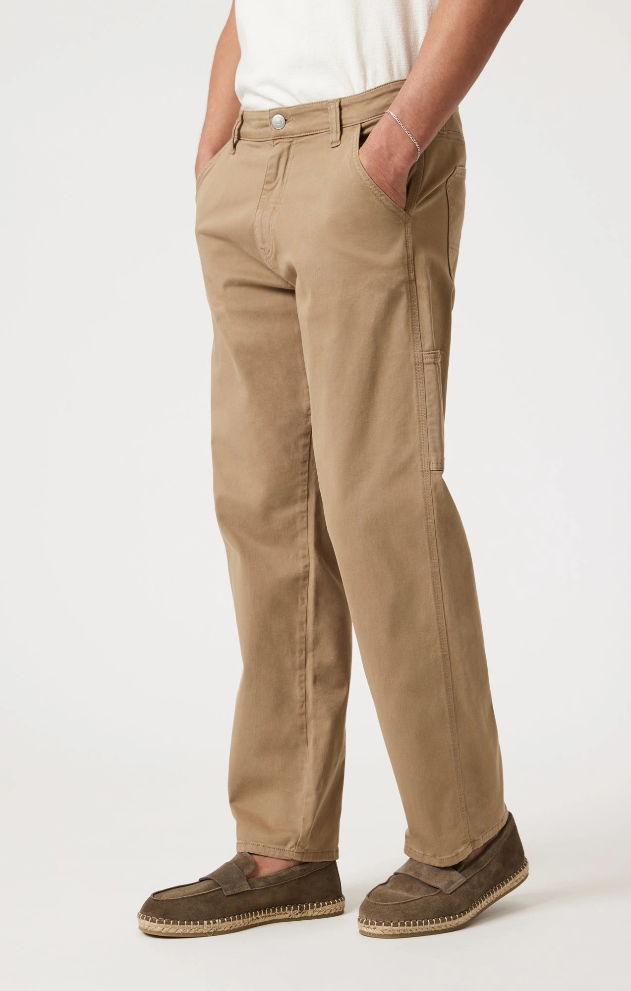 Soft and Stretchy Water resistant coating OXFORD LOOSE STRAIGHT LEG IN KHAKI CASUAL TWILL