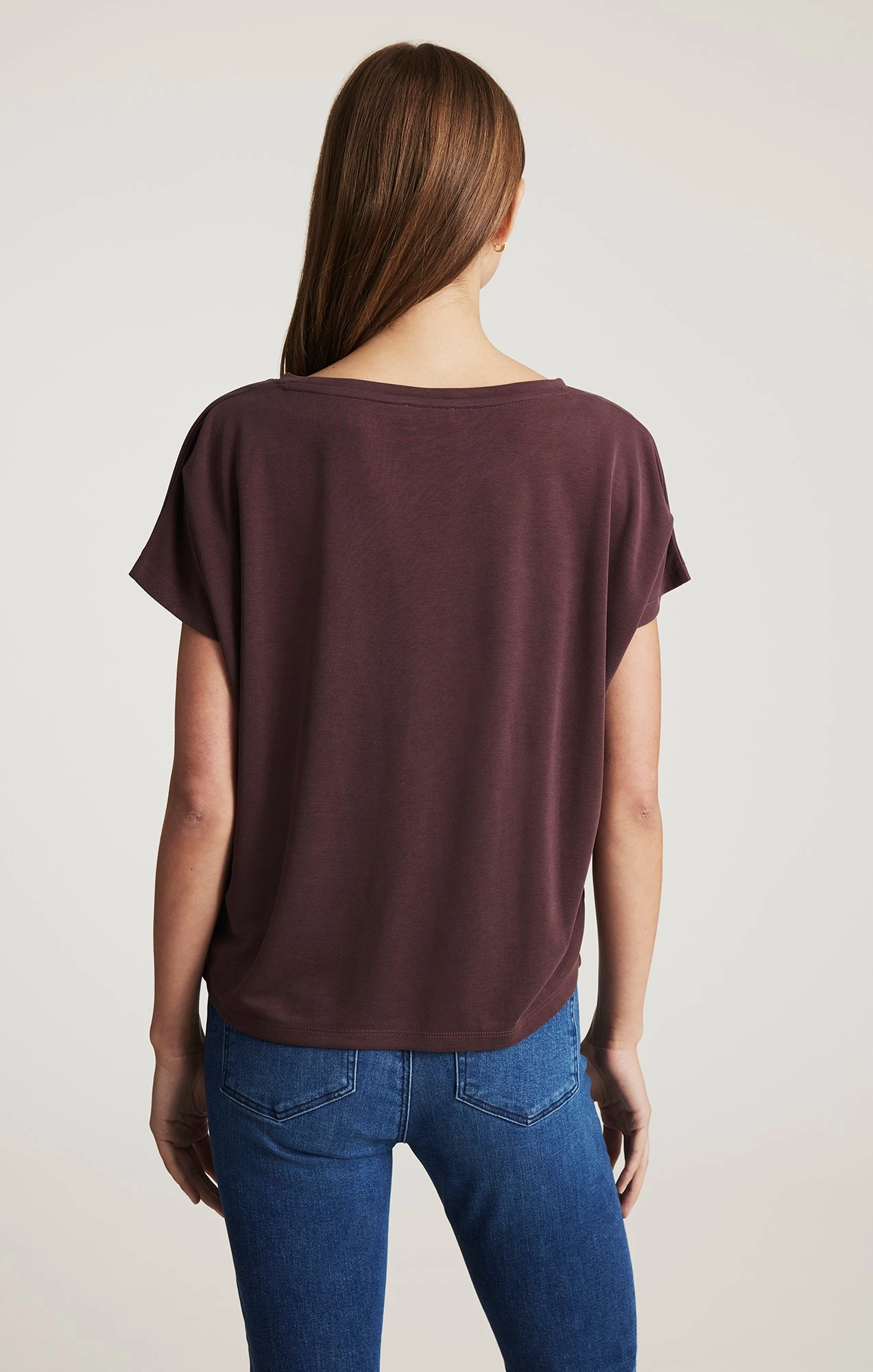 LUXE TOUCH TENCEL? BOAT NECK T-SHIRT IN DECADENT CHOCOLATE Versatile Look Soft Feel