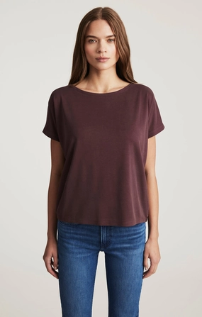 LUXE TOUCH TENCEL? BOAT NECK T-SHIRT IN DECADENT CHOCOLATE Cold Wash Optimized All-Weather Wear