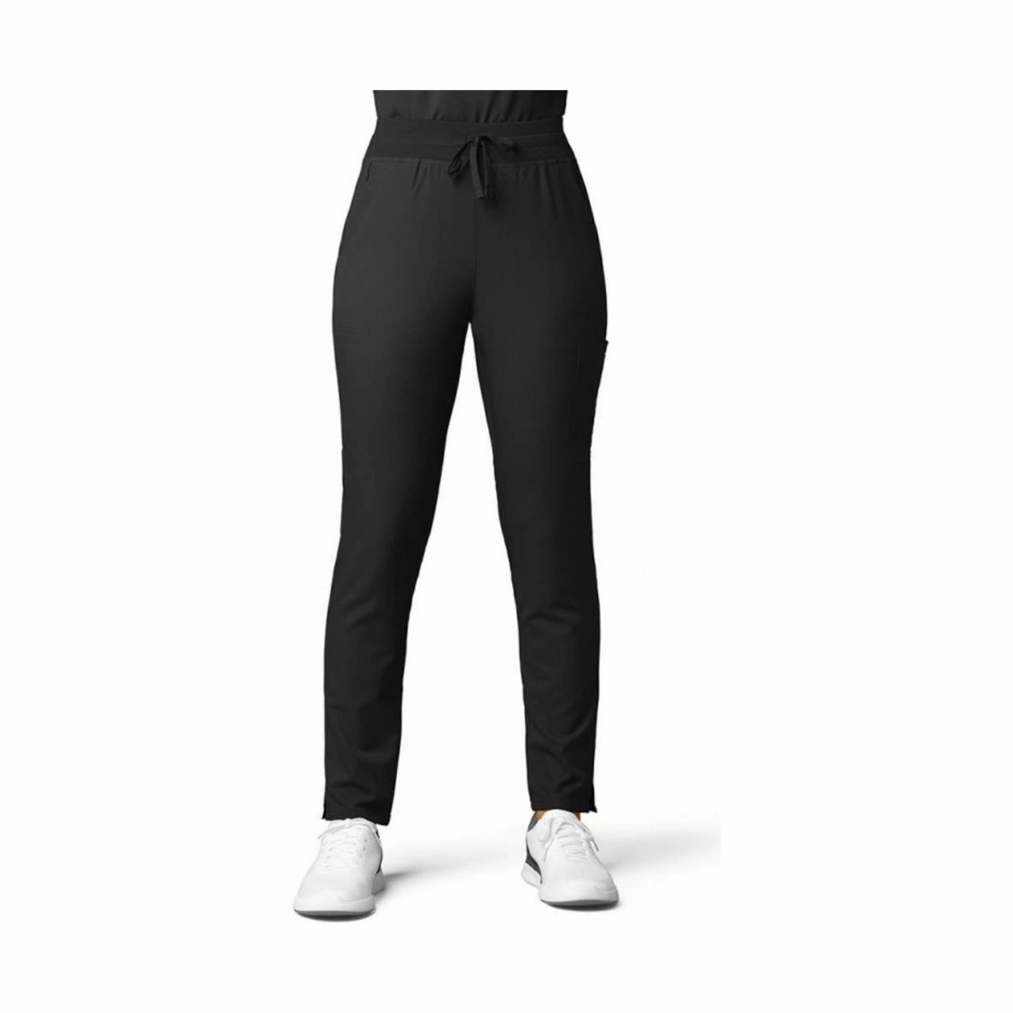 Flexible Ankle Cuffs Wink Women's Thrive Cargo Straight Slim Leg Scrubs Pants - Black