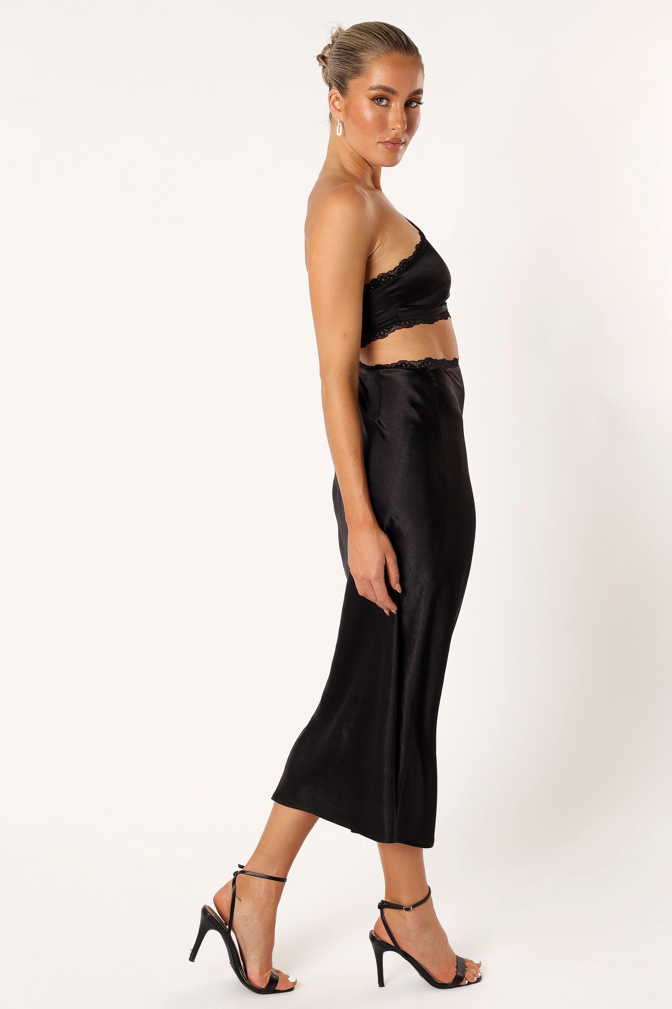 Alta Long Midi Dress - Black Modern Layering Asymmetrical hem