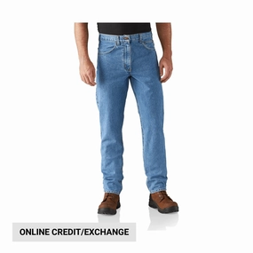 Winter Warmth Durable Carhartt Men's Straight/Traditional-Fit Tapered-Leg Jeans - Stonewash