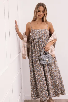Andy Maxi Dress - Olive Ditsy Floral Sophisticated Layers