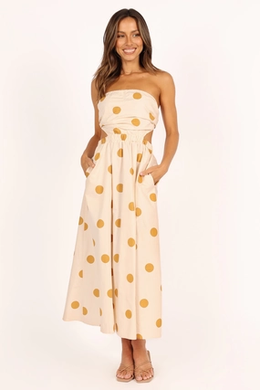 Gentle Shine Angelique Dress - Beige Spot