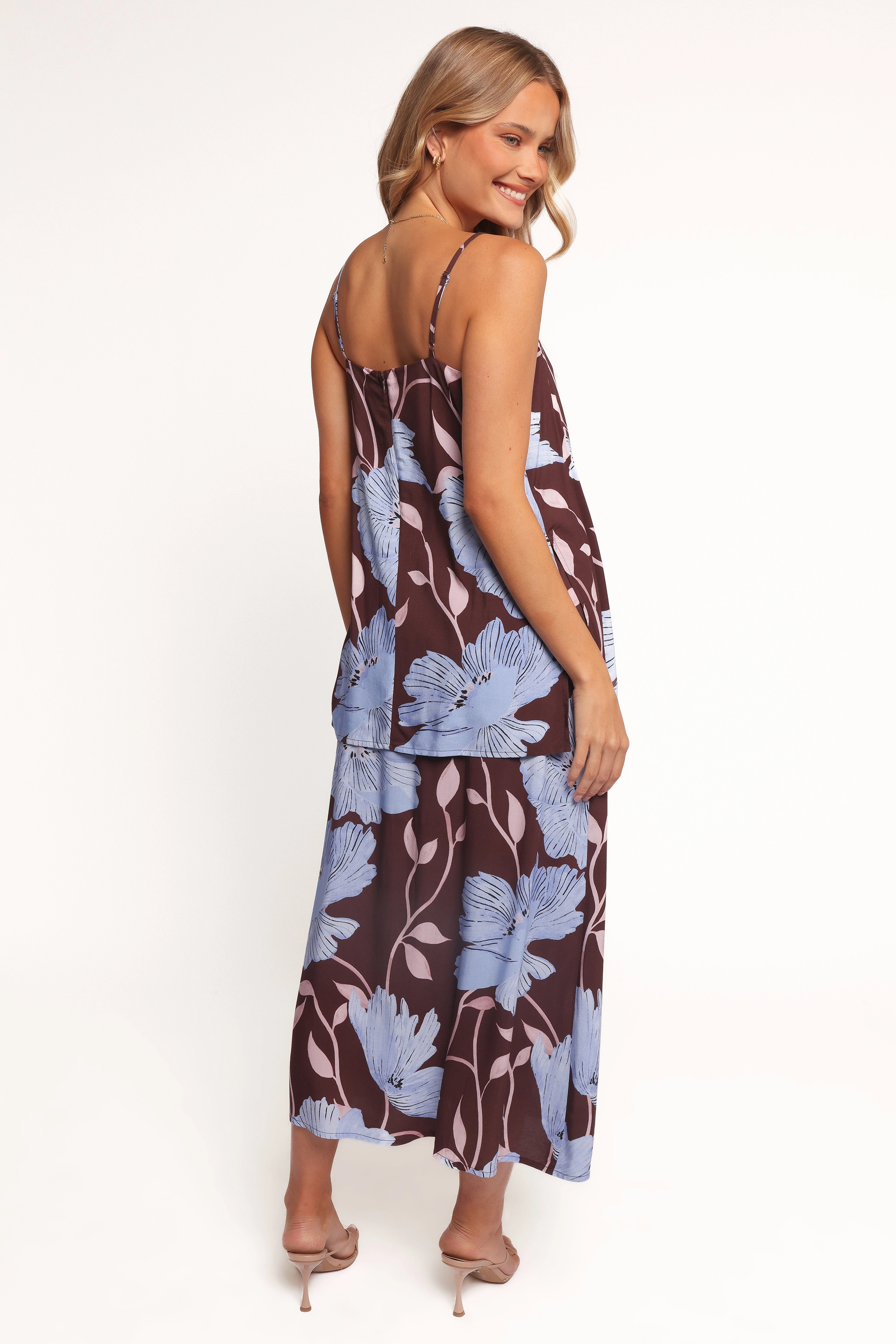 Angie Midi Skirt - Blue Poppies Stylish Vibe