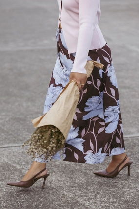 Angie Midi Skirt - Blue Poppies Comfort Innovation