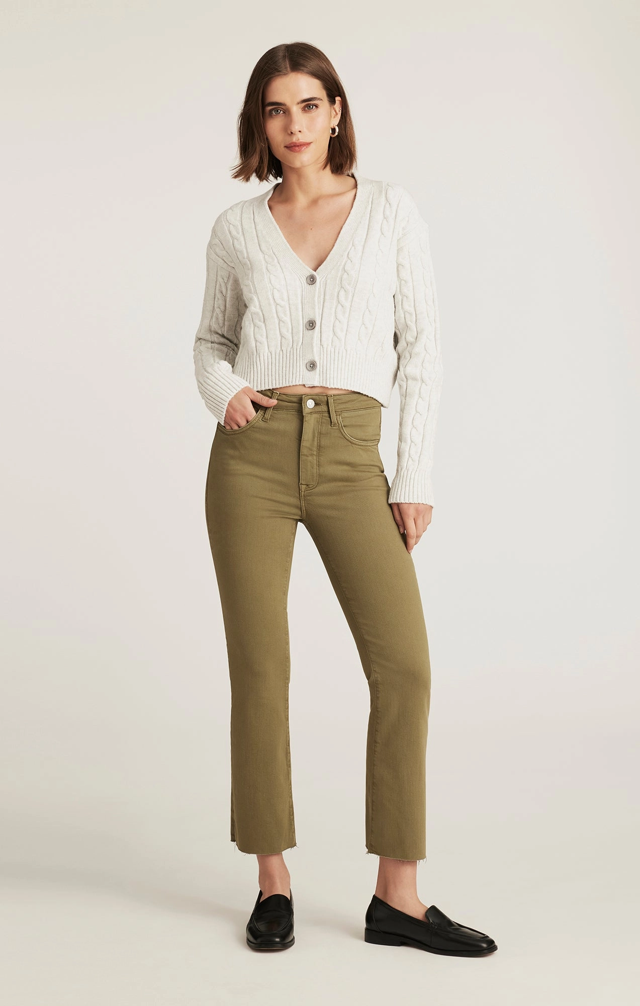 ANIKA CROPPED FLARE IN OLIVE FLEX BLUE Fit And Easy