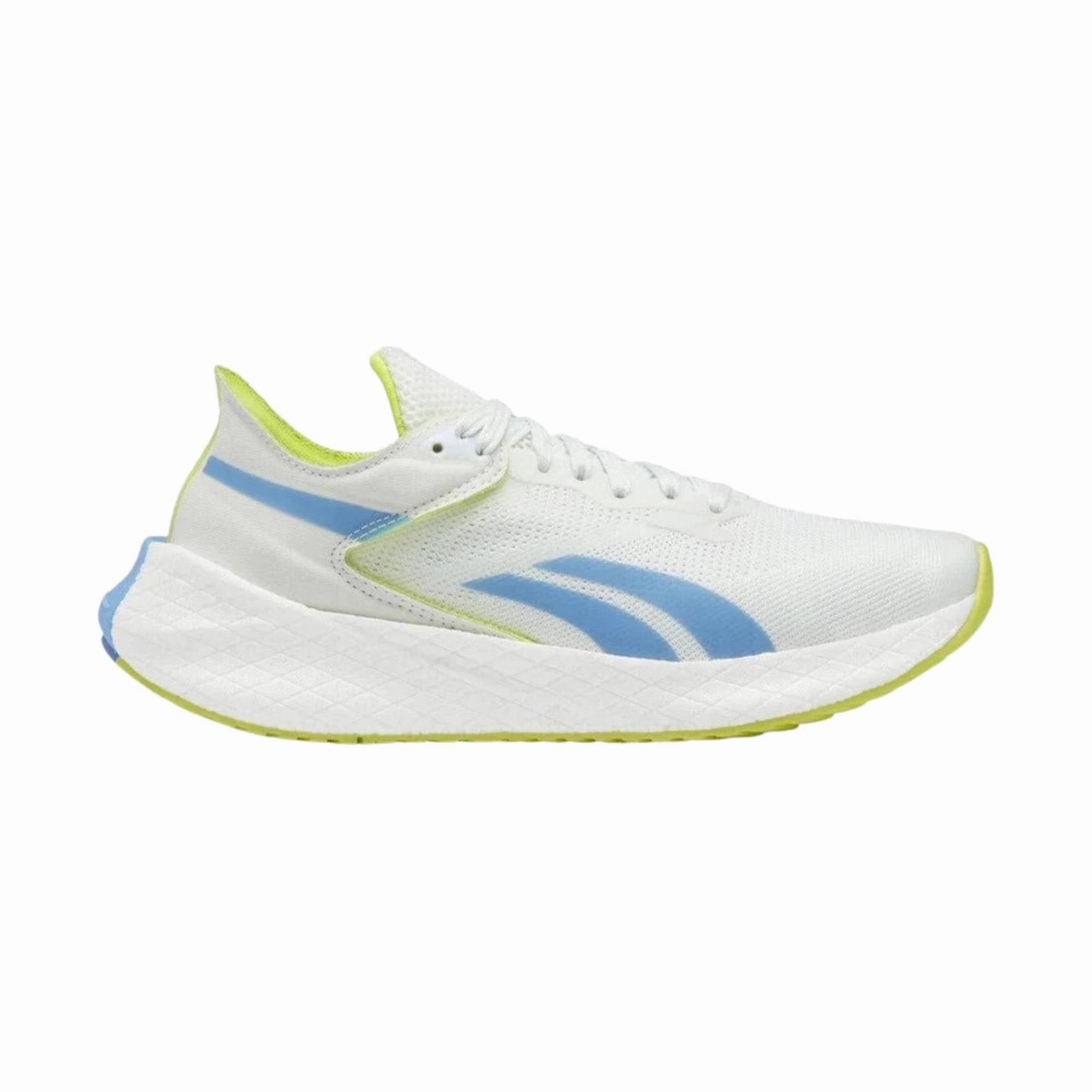 Hygroscopic Inner Layer Padded Collar Structure Reebok Women's Symmetros Running Shoe - Opal Glow/Essential Blue/Acid Yellow