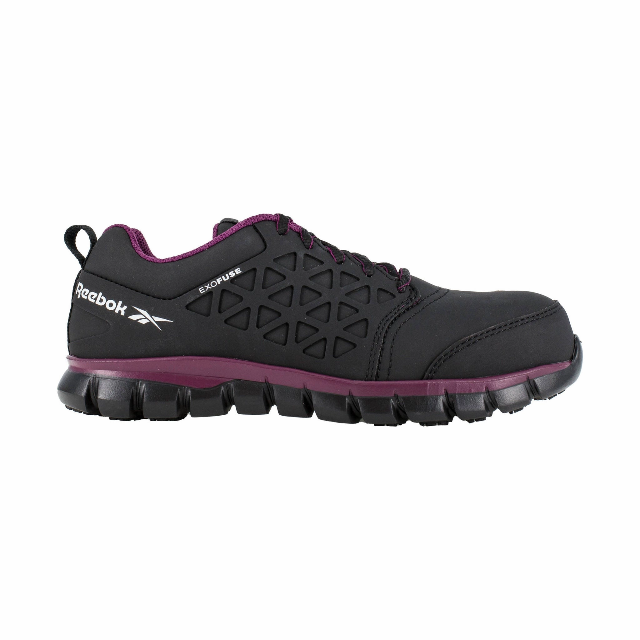 Reebok Work Women's Sublite Cushion Athletic Composite Toe Work Shoes - Black/Plum Hygroscopic Inner Layer