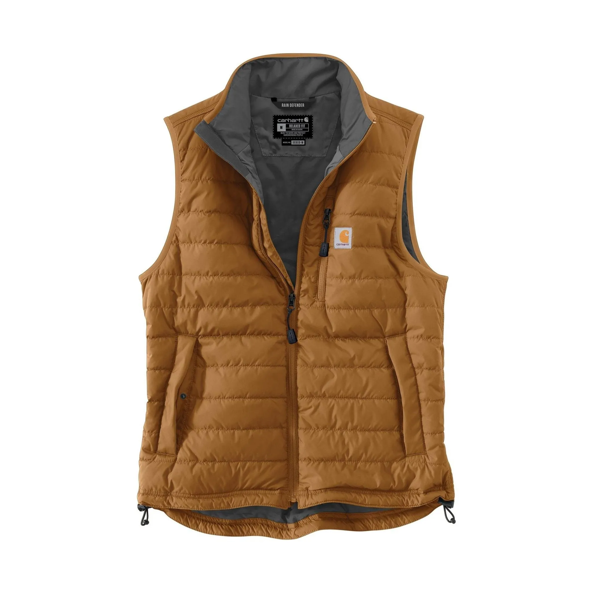 Four Way Stretch Material Abrasion Proof Shoulders Carhartt Men's Rain Defender Relaxed Fit Lightweight Insulated Vest - Carhartt Brown