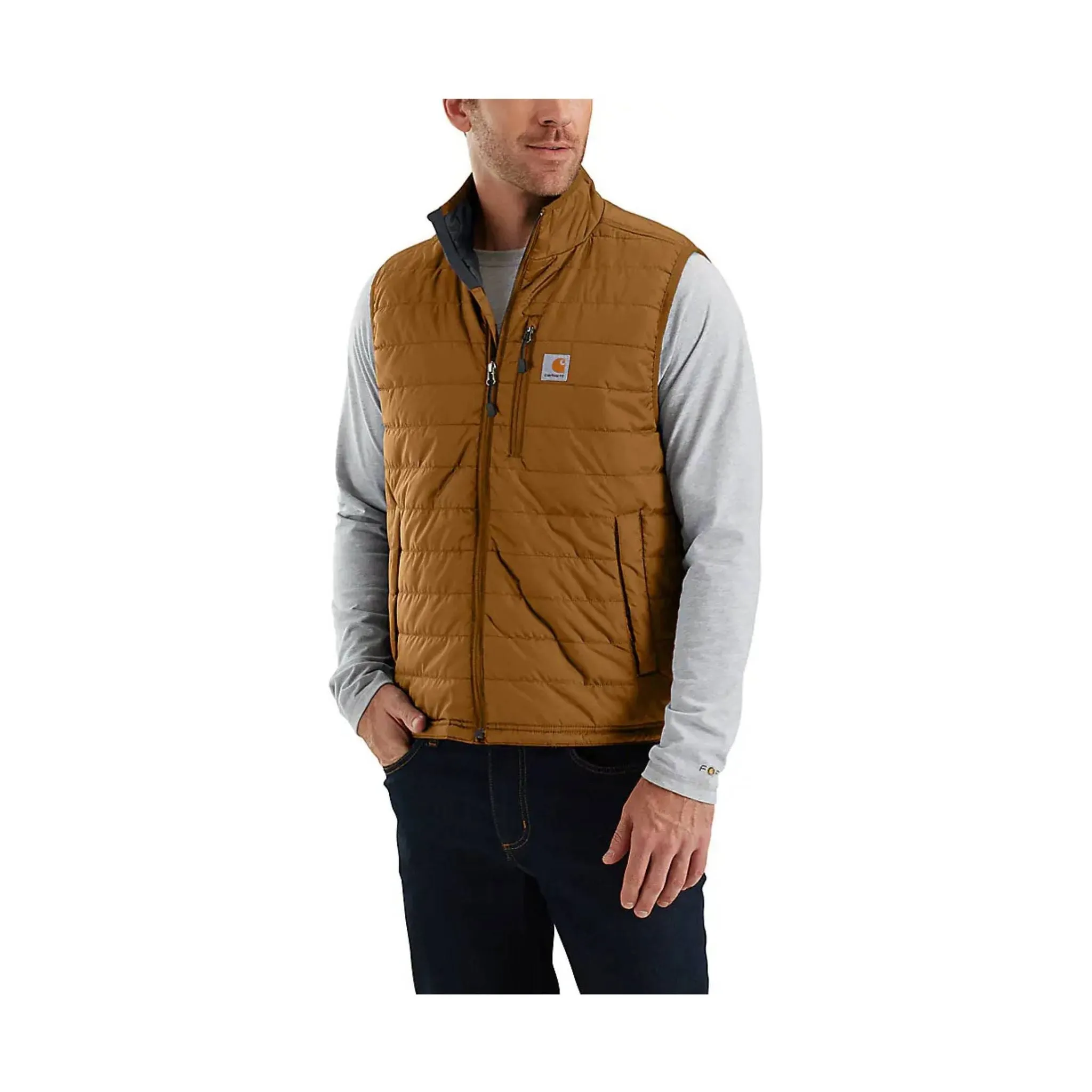 Carhartt Men's Rain Defender Relaxed Fit Lightweight Insulated Vest - Carhartt Brown Abrasion Resistant Edging Hypoallergenic Fibers