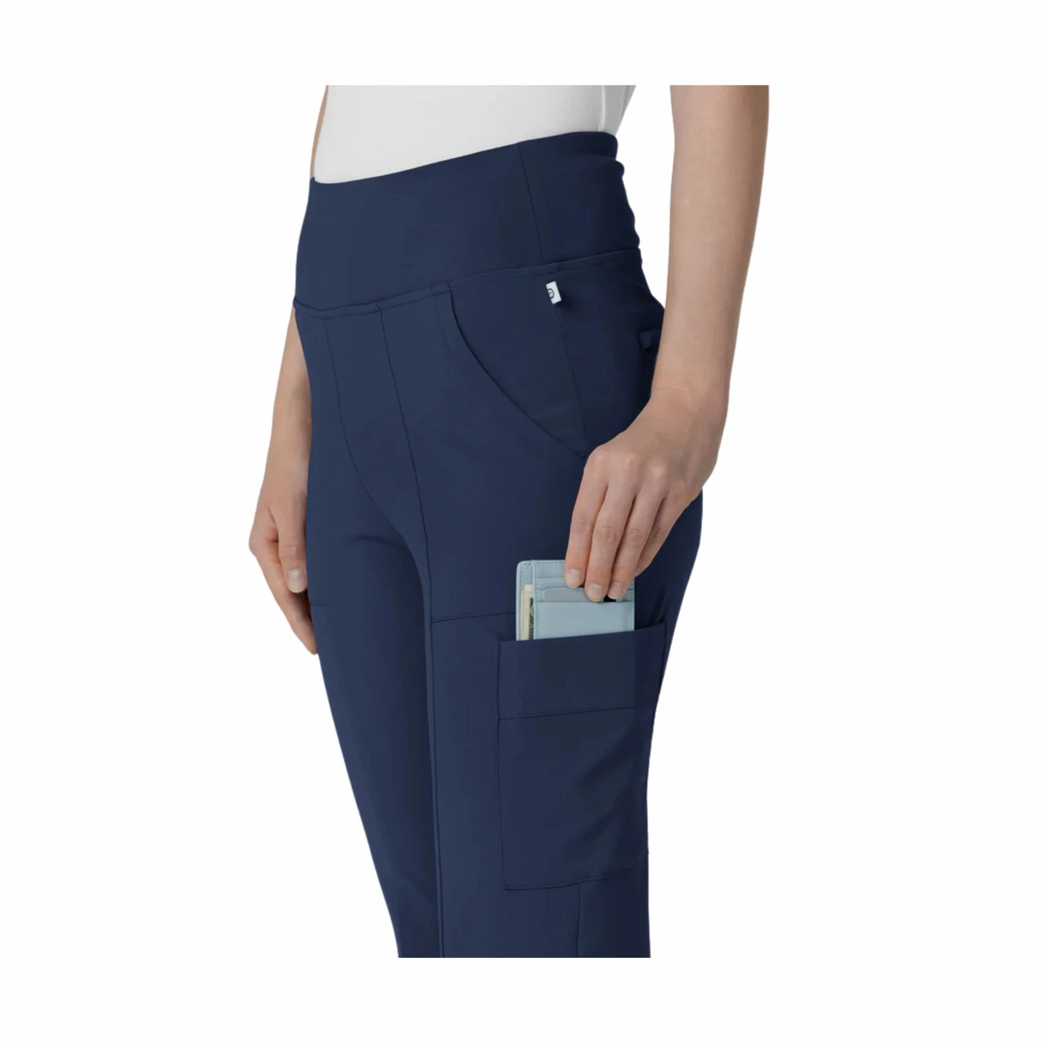 Wink Women's Renew Cargo Flare Scrub Pant - Navy Breathable Comfort Fit Comfy Waistband