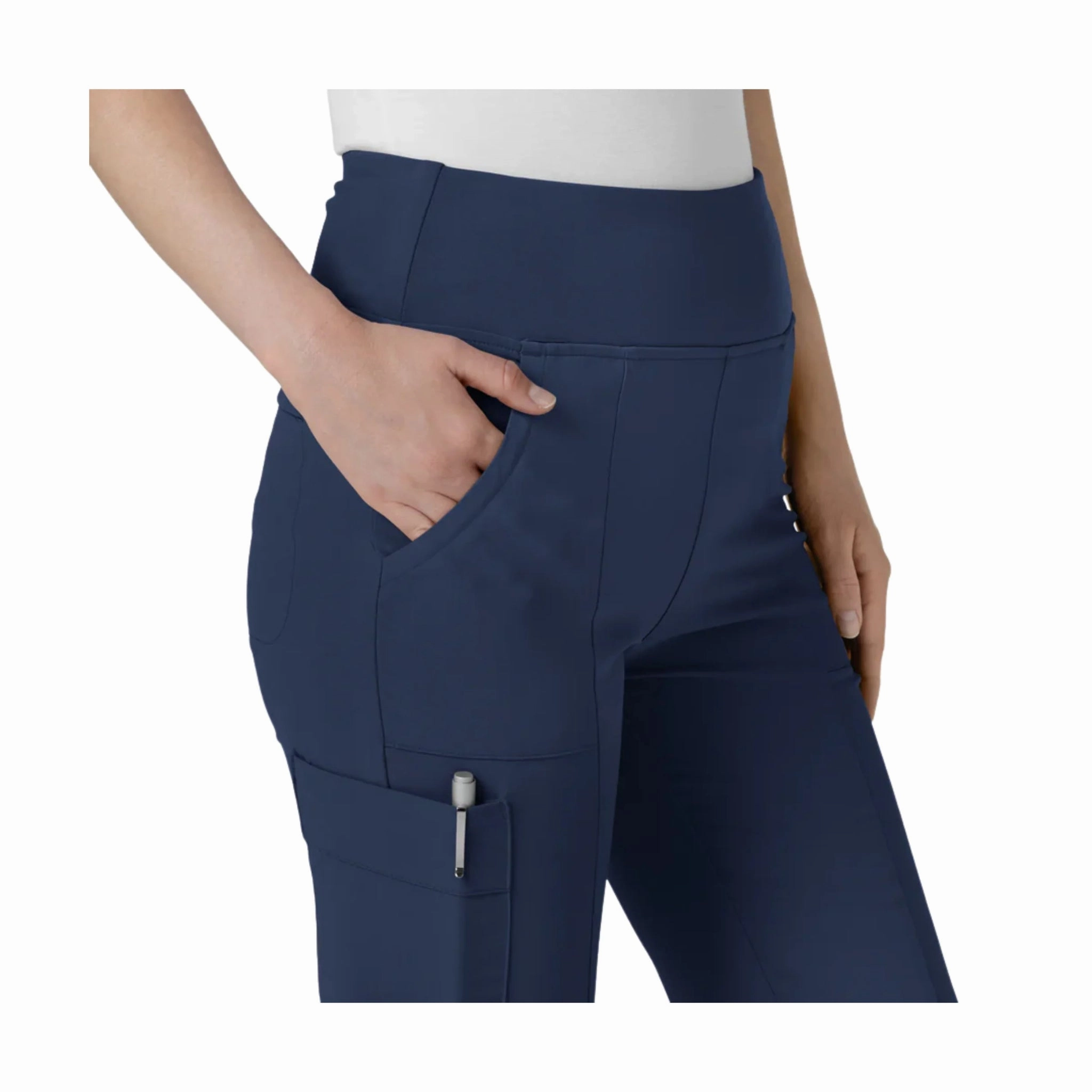 Wink Women's Renew Cargo Flare Scrub Pant - Navy Minimal Stretch Fit Seamless Technology