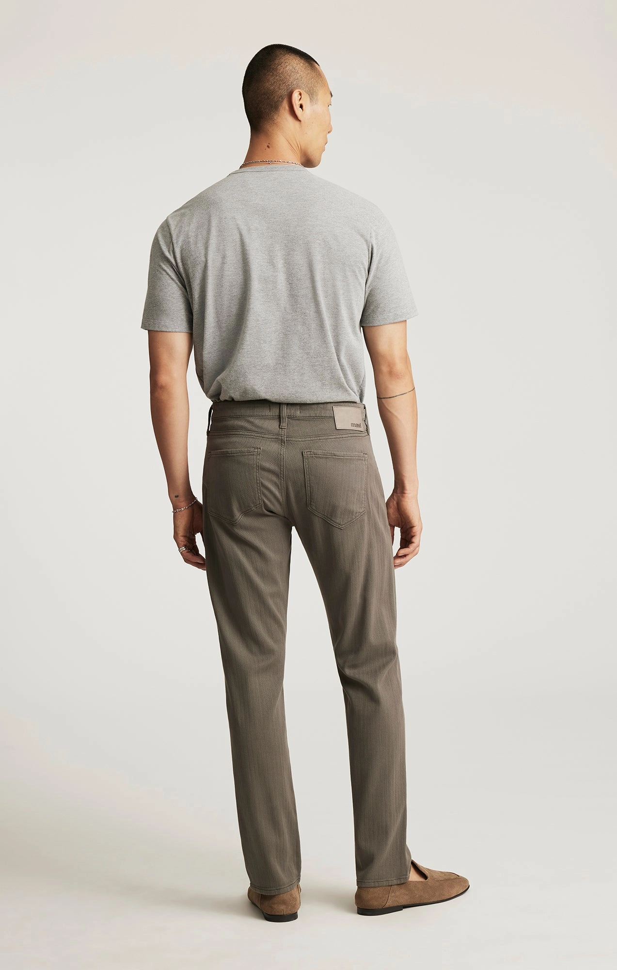 Decorative stitching Neutral Look MARCUS SLIM STRAIGHT LEG IN SAGE HERRINGBONE