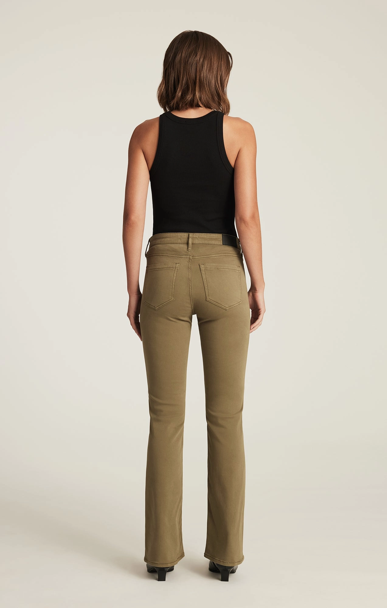VICKY PATCH POCKET BOOTCUT IN DARK OLIVE SATEEN Movement Fit