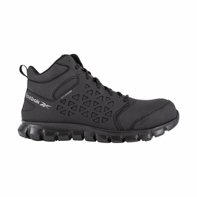 Reebok Work Men's Sublite Cushion Athletic Mid Cut Composite Toe Work Shoes - Black Stylish Sole