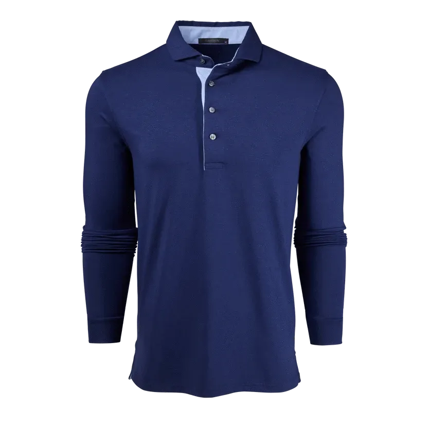 Anti Pilling Surface Apache Long Sleeve Polo - Maltese Blue