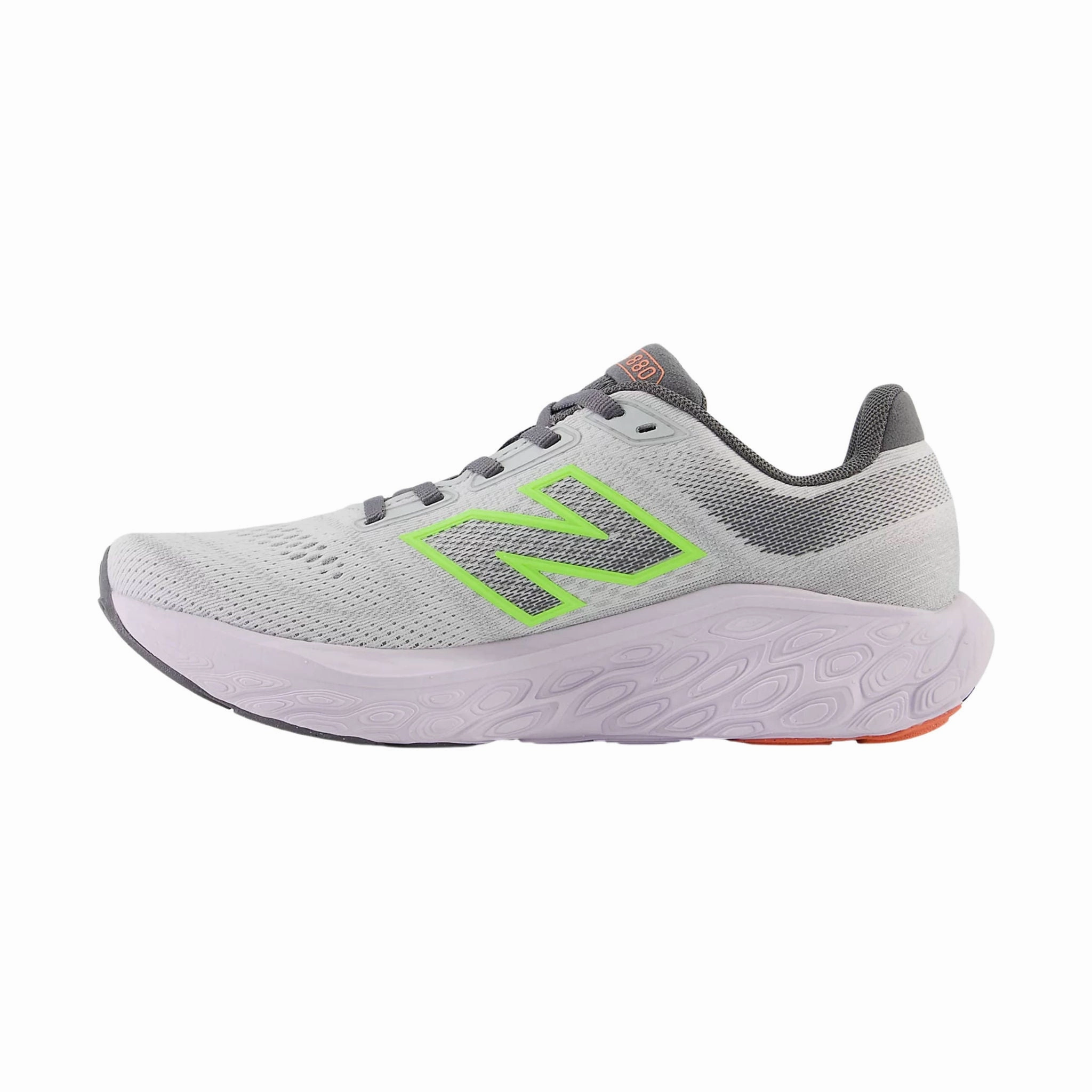 Trail Usage New Balance Women's Fresh Foam X 880v14 Running Shoes - Grey Matter with Taro and Bleached Lime Glo