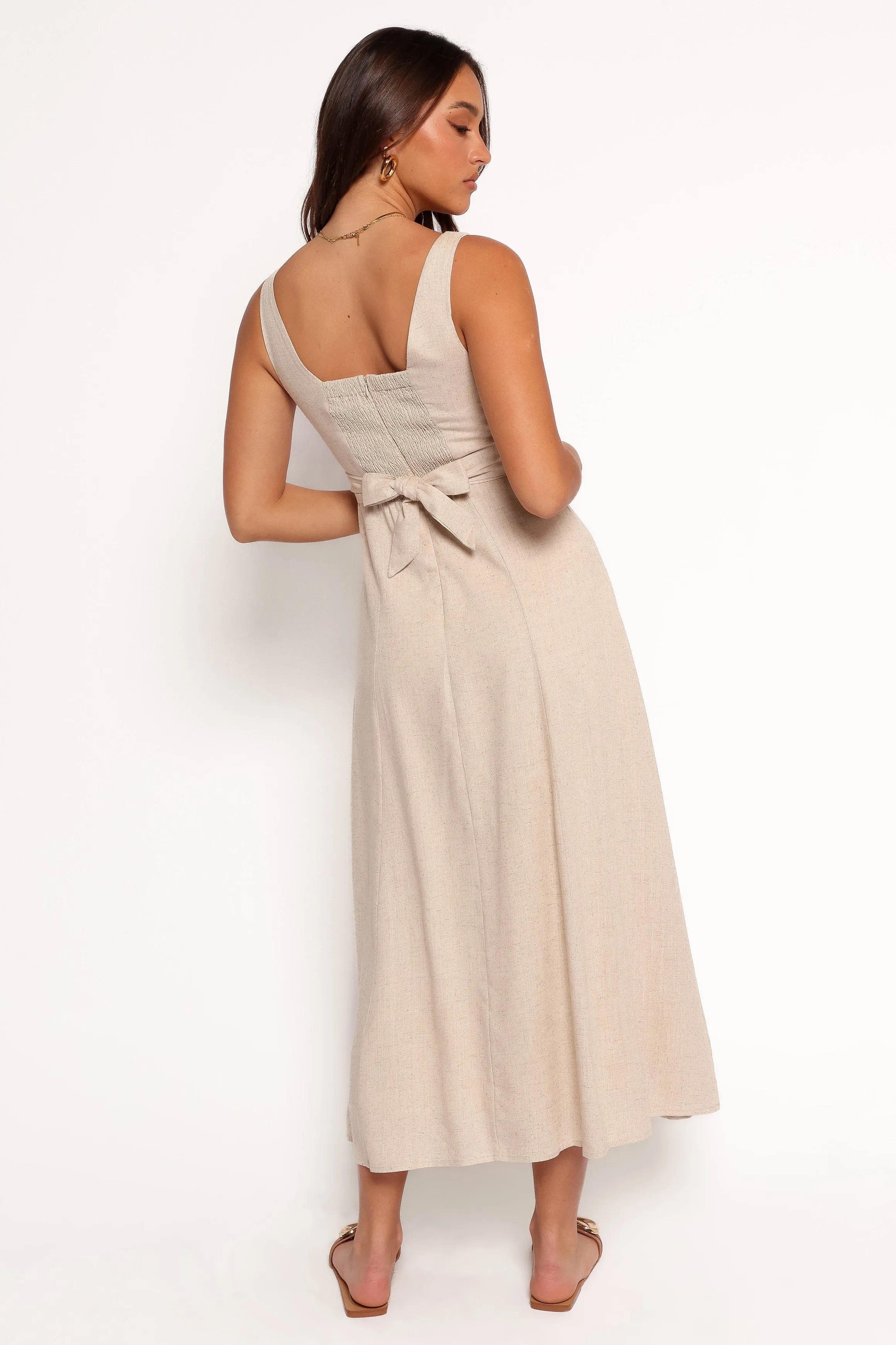 Layered Design Date night Archer Midi Dress - Oatmeal