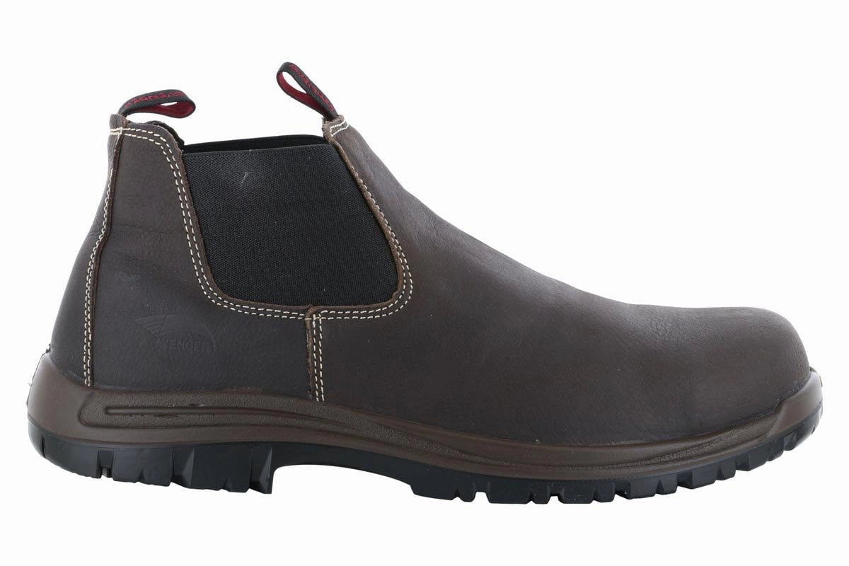 Avenger Foreman Composite Toe Slip On Boot Brown Cushioned Step Rainy Days