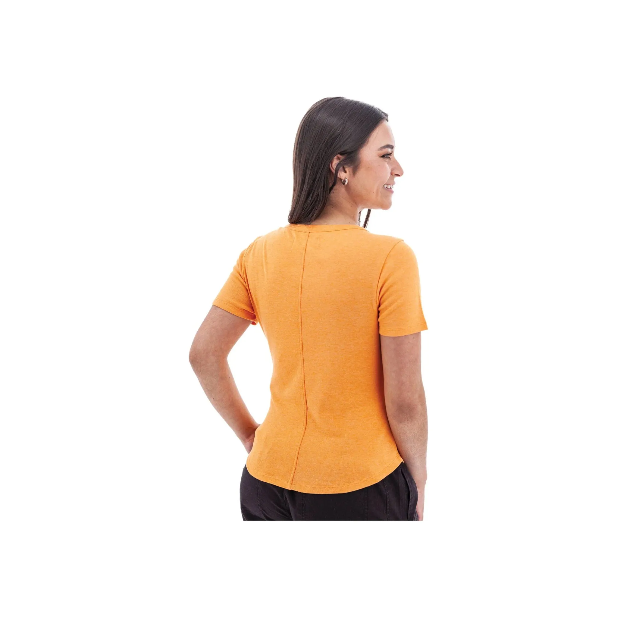 Aventura Women's Sandia Henley Tee - Apricot Garment Washed Eco Friendly Material